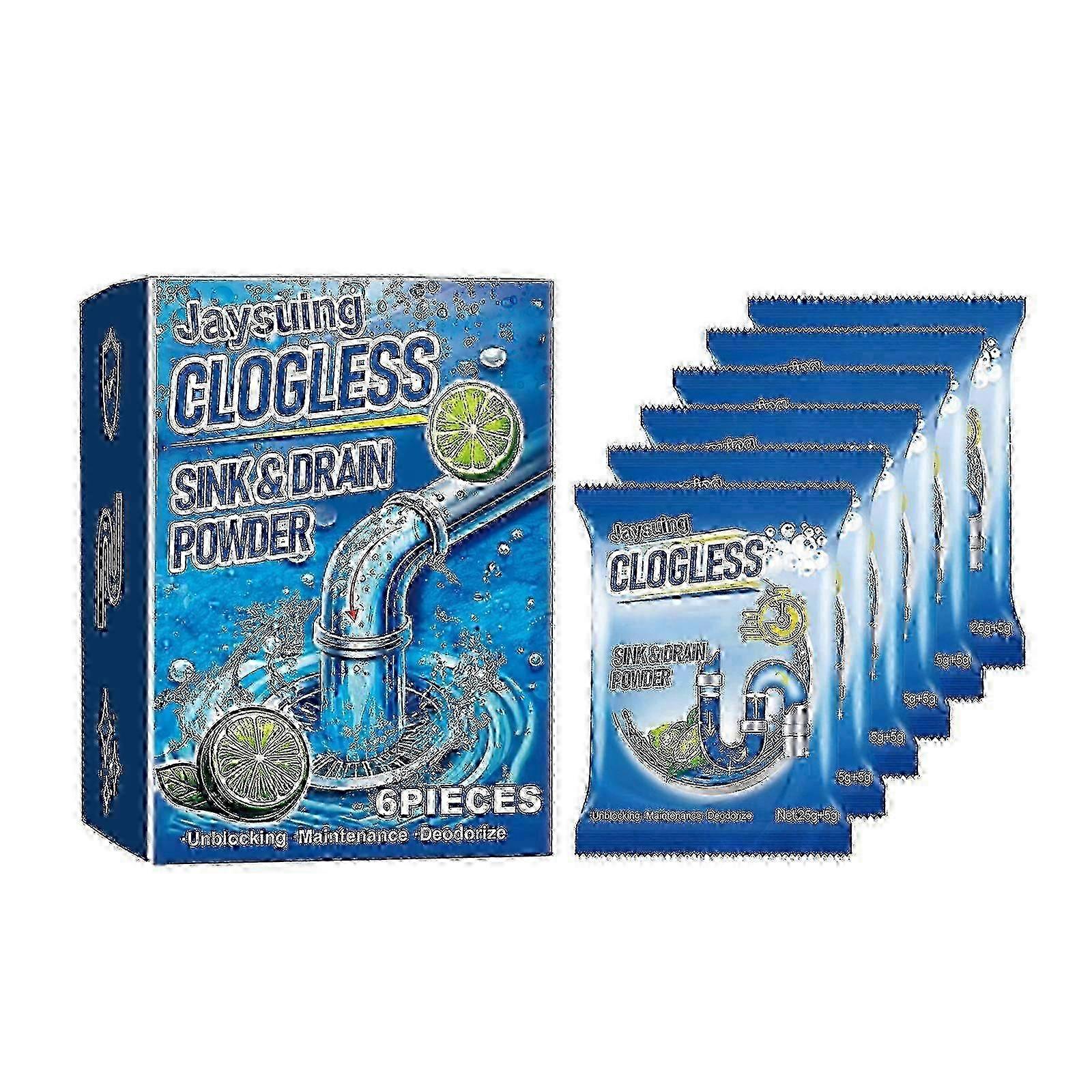 Jaysuing Pipe Unclogging Cleaning Powder Clean Dissolved Sewer Drain Pipe Oil Blocking Dredging Powder - 6PIECES