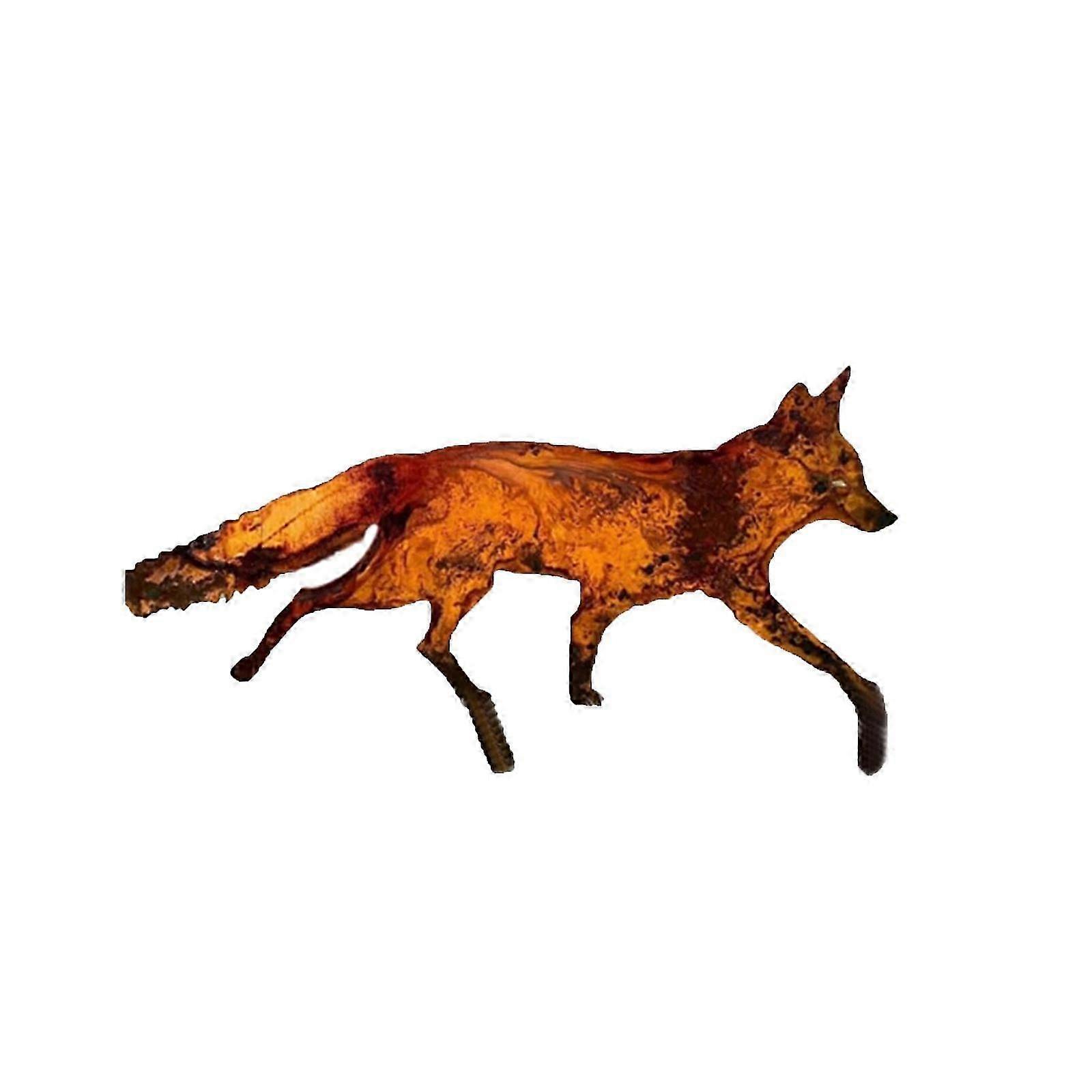 Sneaky Rustic Metal Fox Garden Decoration with Stakes,Plug-in Garden Ornament