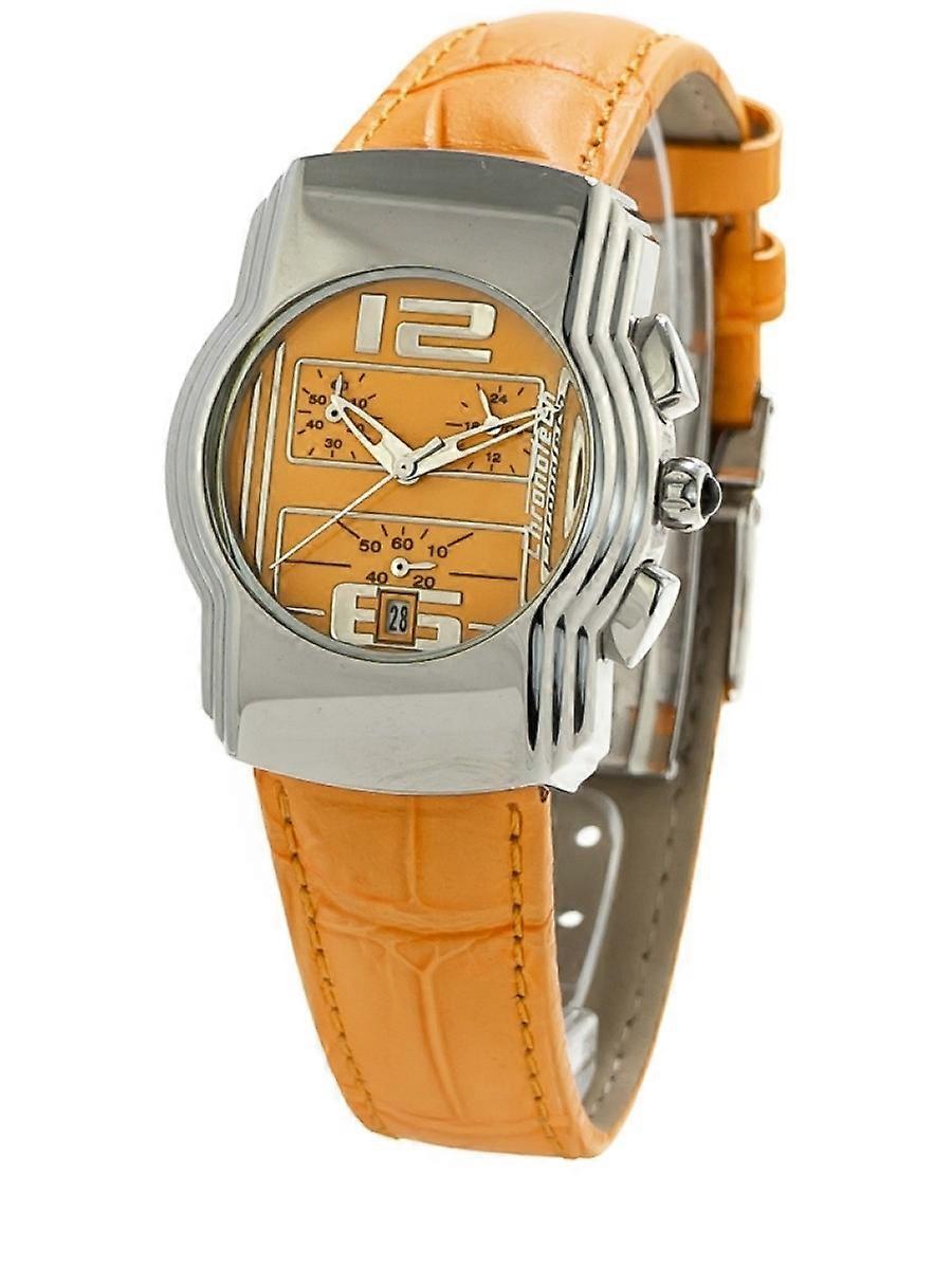 Cronotech Orange Couro Genuíno CT7280B-07 Relógio Feminino