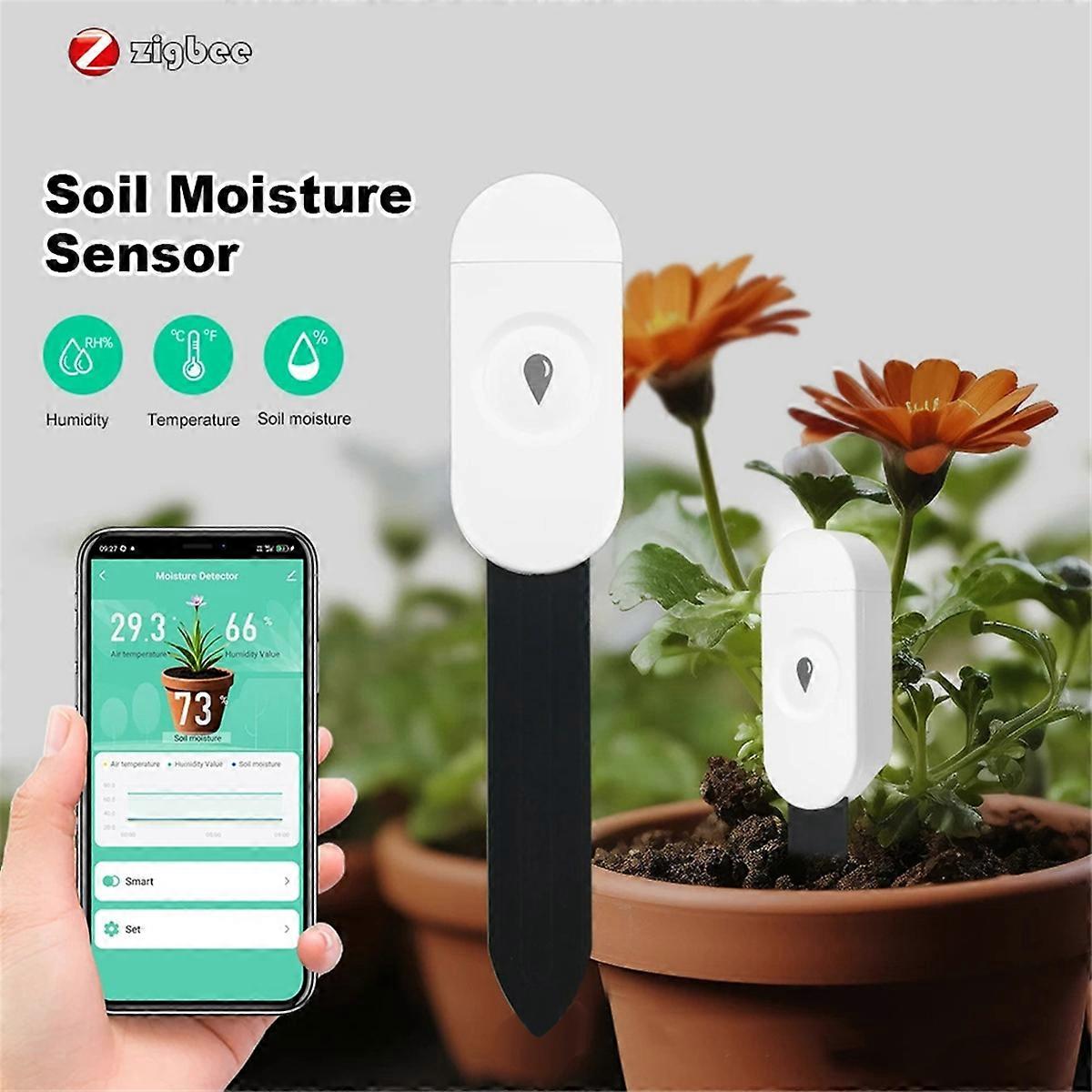 Zigbee Soil Moisture Sensor Garden Temperature Humidity Tester Automation Irrigation Detector for Ho