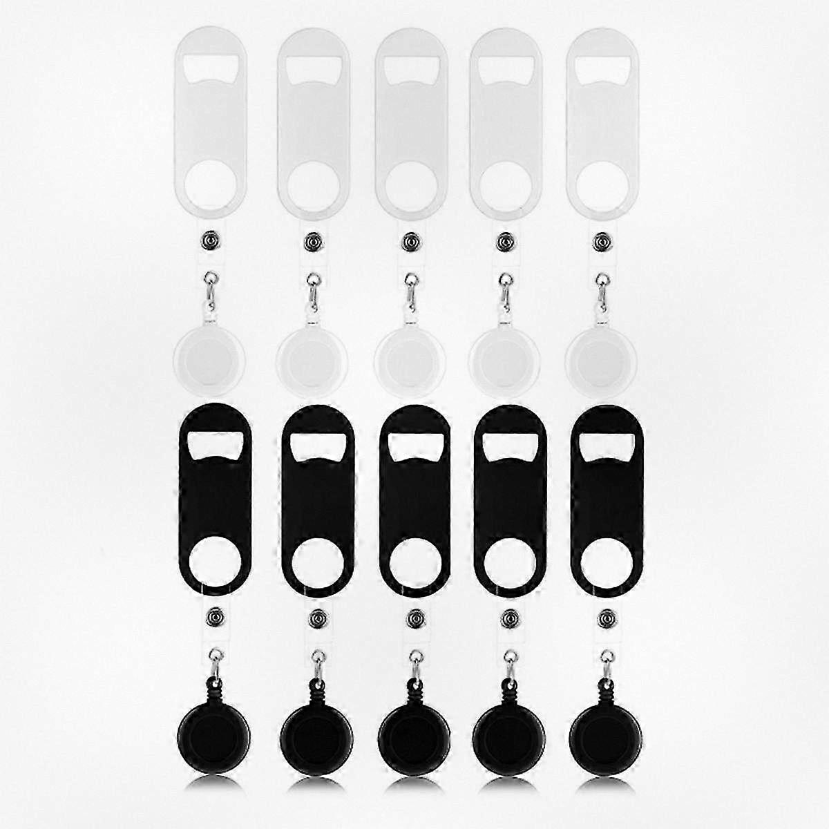 10 Pieces Retractable Flat Beer Bottle Opener Set with Round Reel Clips for Bartenders and Mini Bar Use