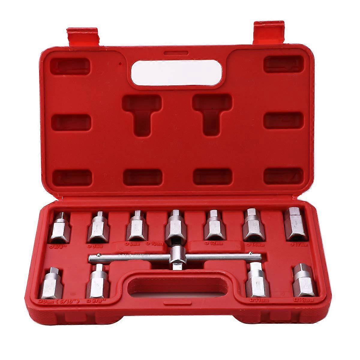12pcs Drain Plug Key Socket Set Axle Oil Sump Spanner 3/8' Drive Cars Vans Bikes