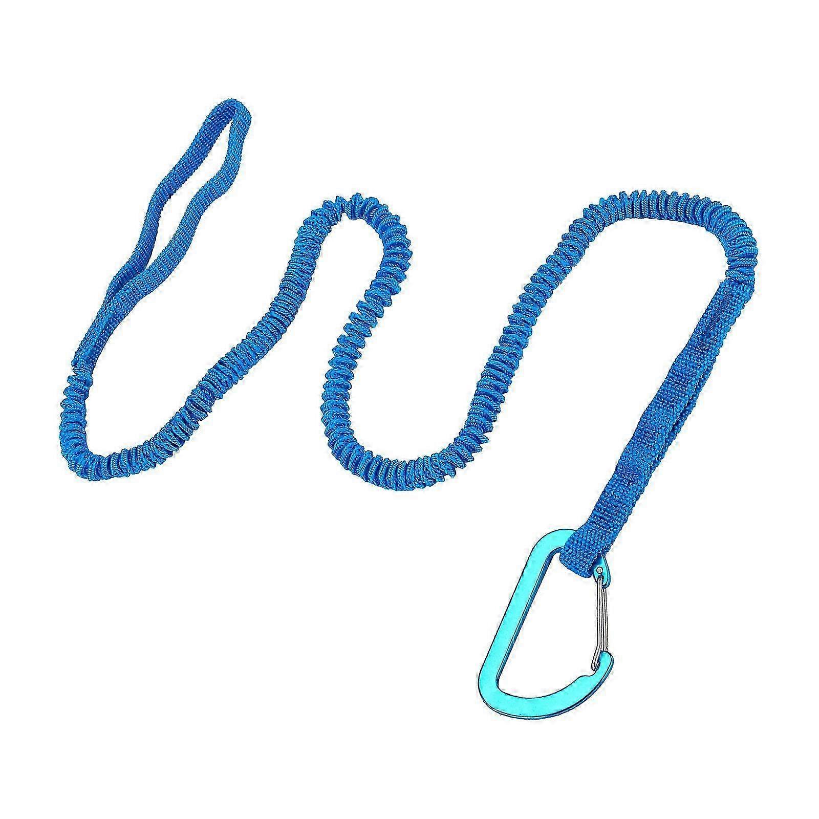 Kayak Paddle Leash Stretchable Strap Bungee Cord Adjustable Kayak Rod Leash Lanyard for Surfing Kayaking Boating Accessories-color: Blue