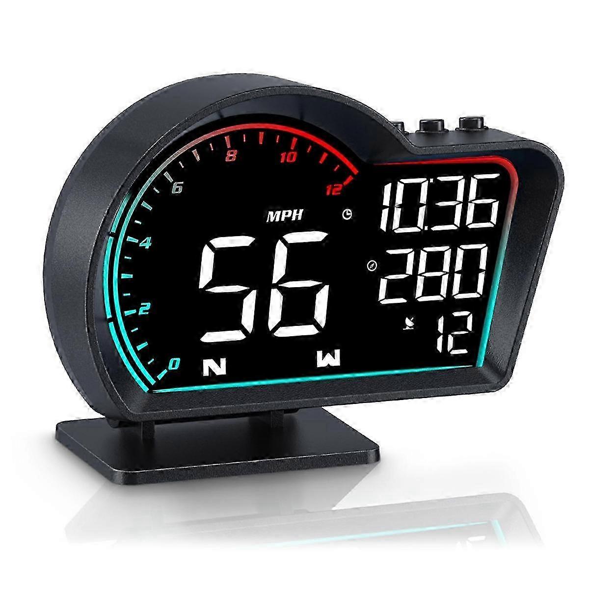 Universal Car HUD Display GPS Speedometer with MPH, Compass, Driver Fatigue Alert