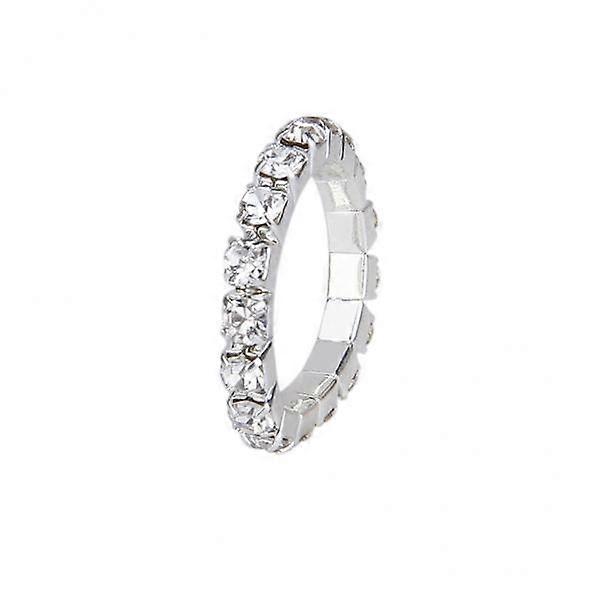 4-7pack Elastic Silver Tone Single Row Crystal Rhinestone Toe Ring Bridal