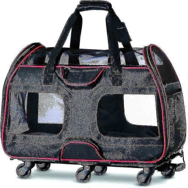 取り外し可能な車輪の柔らかい顔の犬の猫を運ぶペットバッグ伸縮式ウォーキングハンドルメッシュ換気Windo