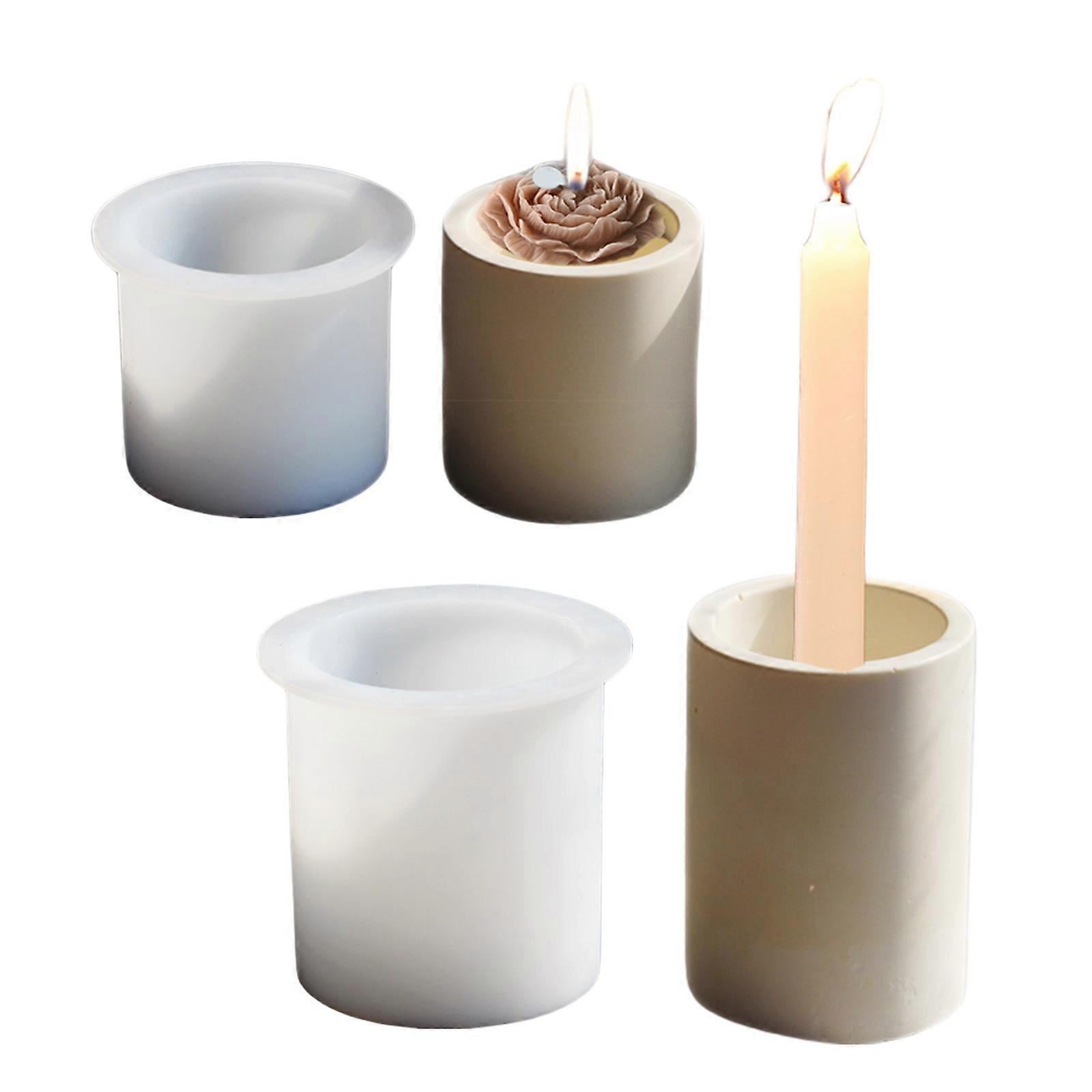 2 in 1 Round Candle Holder Plaster Mold Functional Silicone Round Candle Holder Molds for Distinctive Present Crafting Multicolor