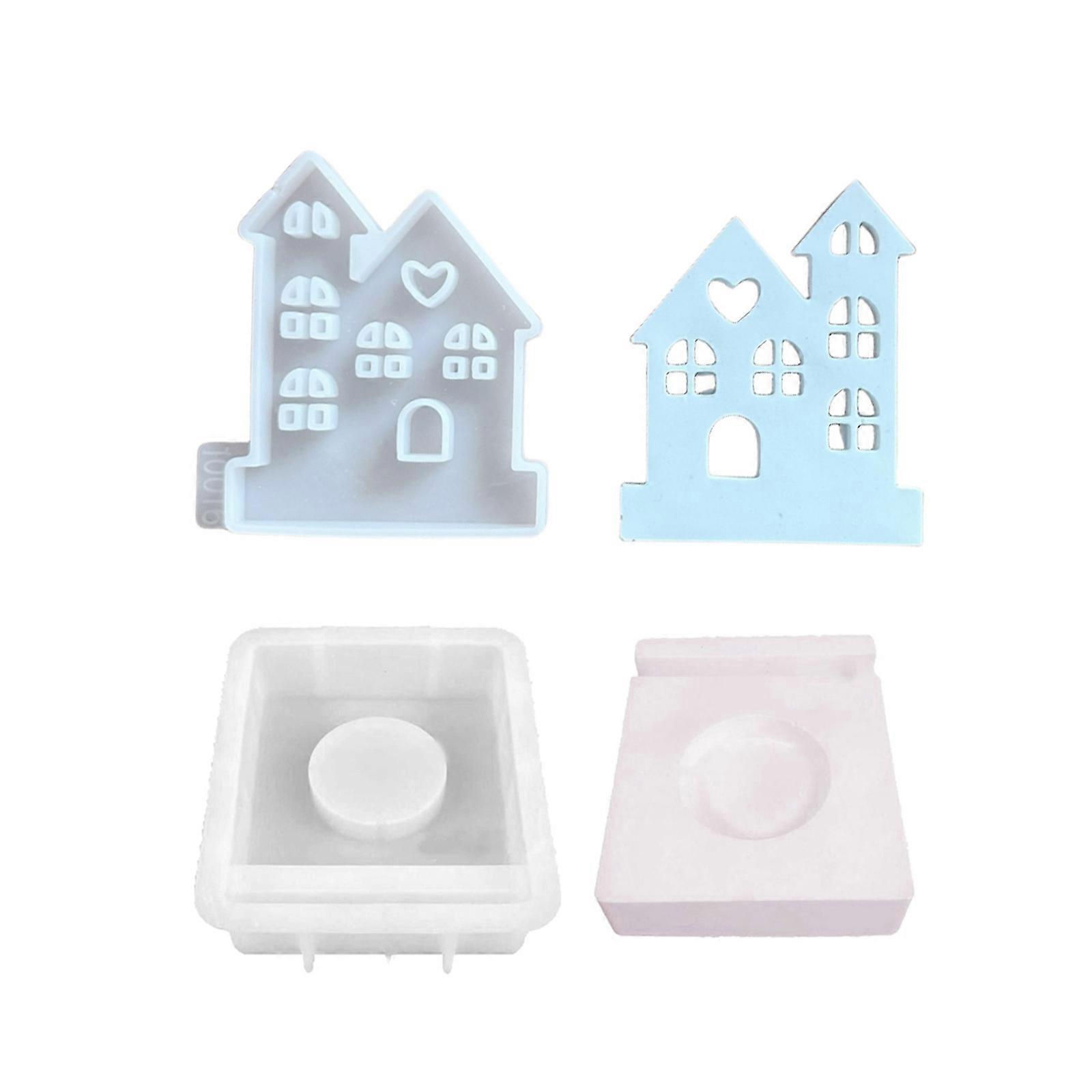 Multiple Size Castles Sturdy Silicone Mold Set Portable Accessory for Craft Supplies Candle Making Plaster Crafting Multicolor