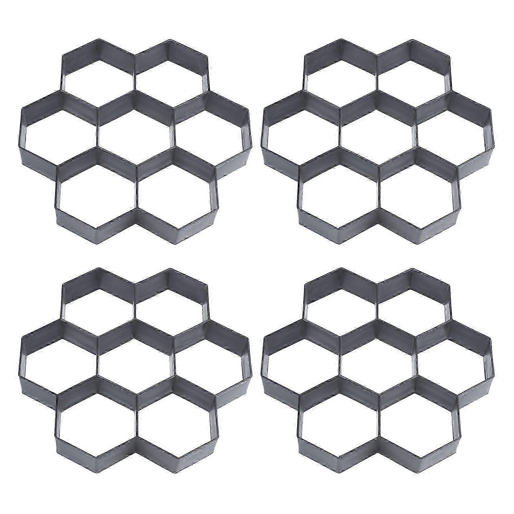 4 Pack Stepping Stone Mold, Reusable Concrete Paver DIY Path Maker for Garden Walkways