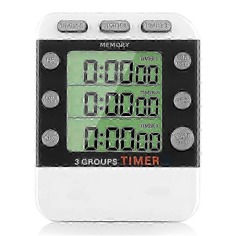 Digital Dual Kitchen Timer, 3 Channels Count UP/Down Timer, Triple Cooking Timer, Large Display, Loud Volume Alarm