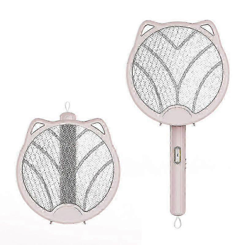 Foldable USB Rechargeable Bug Zapper Racket - Pink Electric Fly Swatter