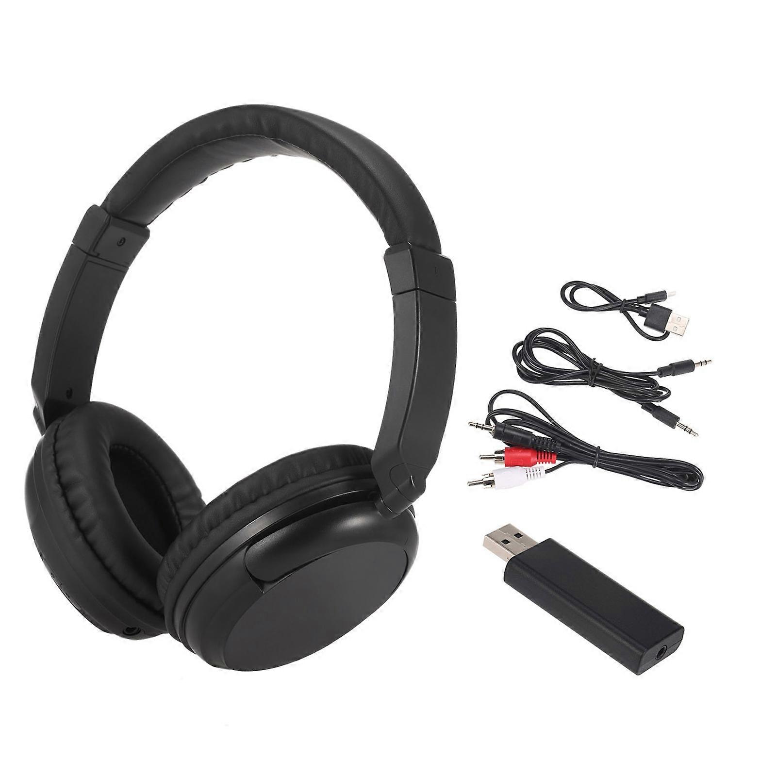 FM Wireless Over-Ear Headphones with Transmitter - Noise Cancelling, FM Radio, Wired Option