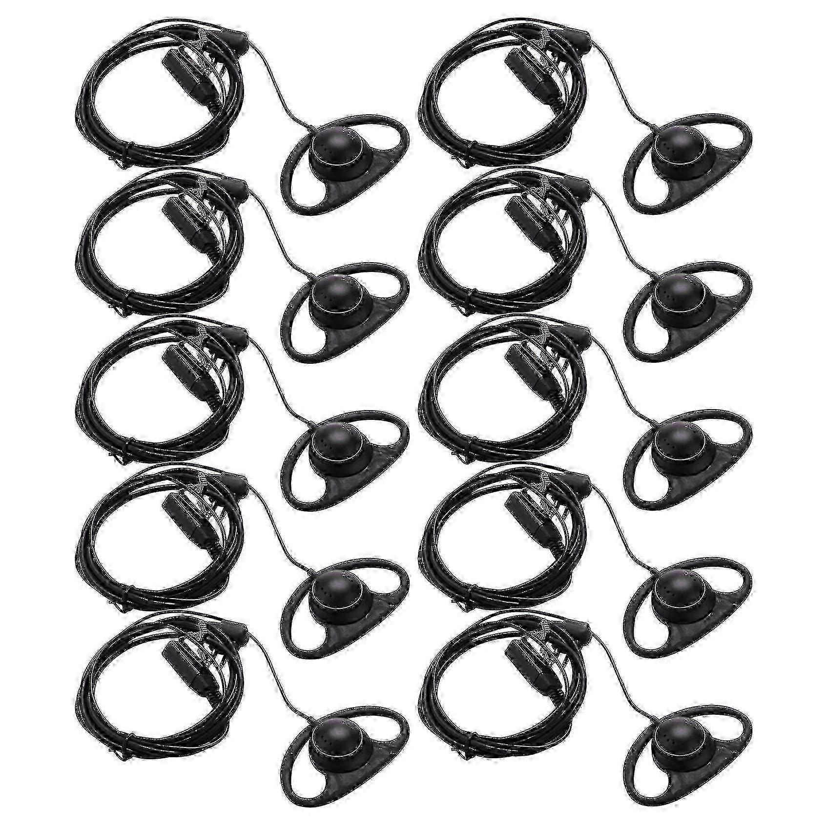 2-Pin D-Shape Ear PTT Headset Mic for 2-Way Radios, Compatible with GP88S GP300 GP68 GP20 Models