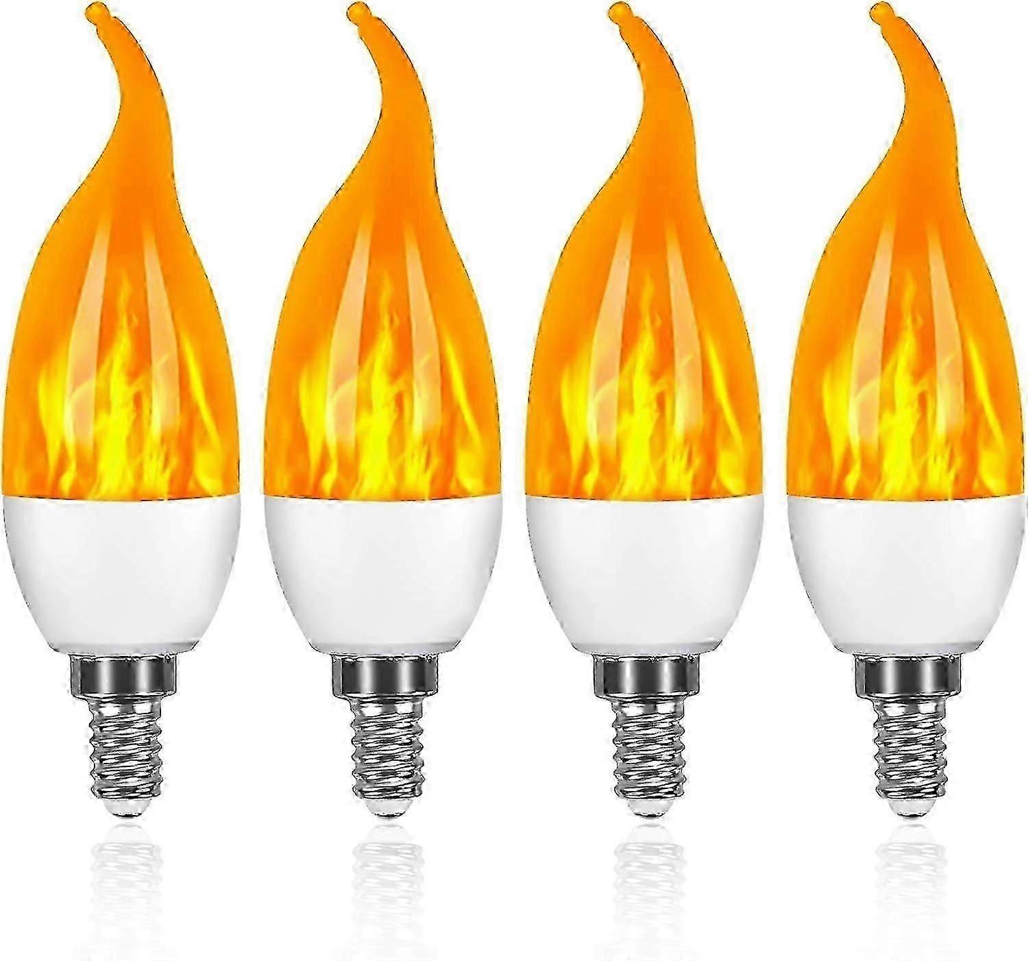 E14 Flame Effect LED Bulb 3W 4-Pack, 3 Lighting Modes for Decorative Home Lighting