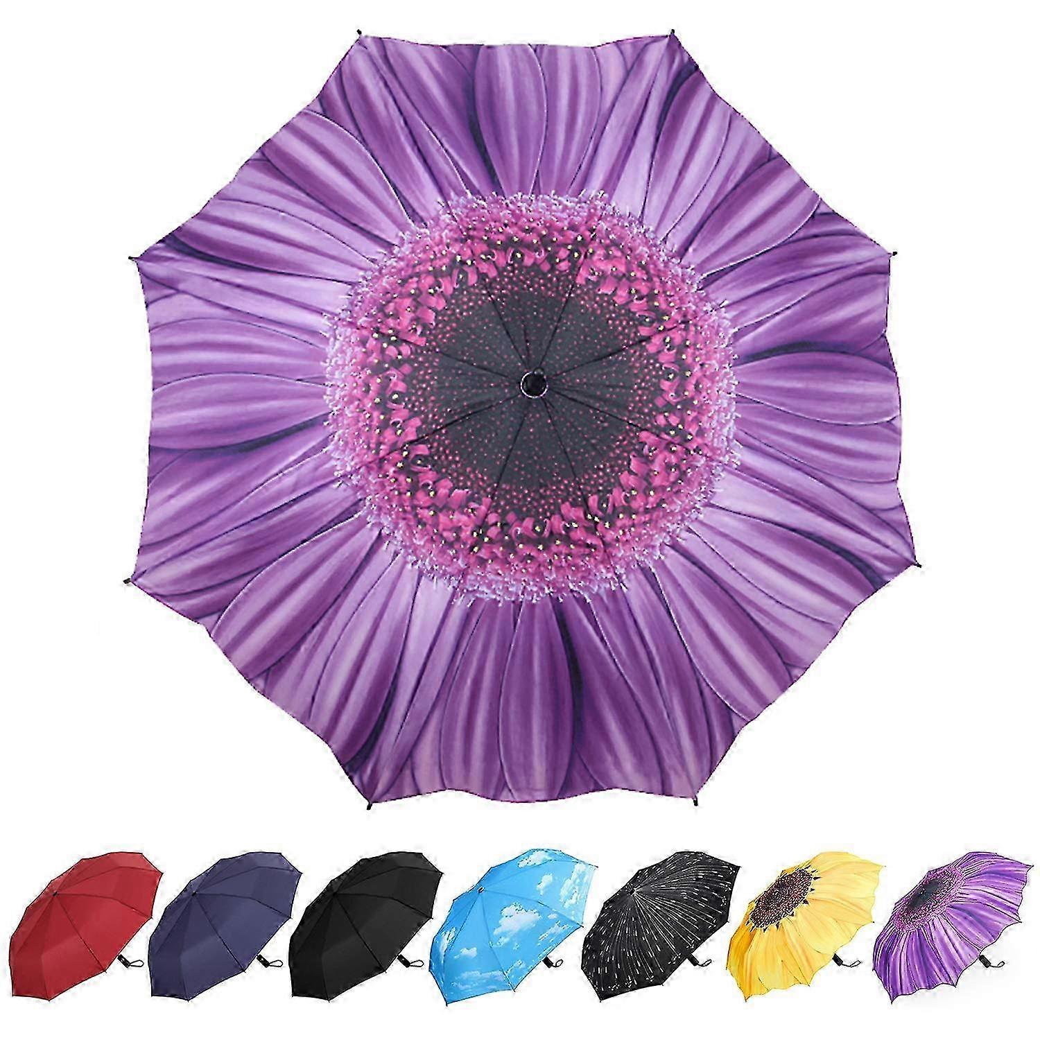 Compact Automatic Folding Umbrella, Storm Resistant Lightweight Travel Size