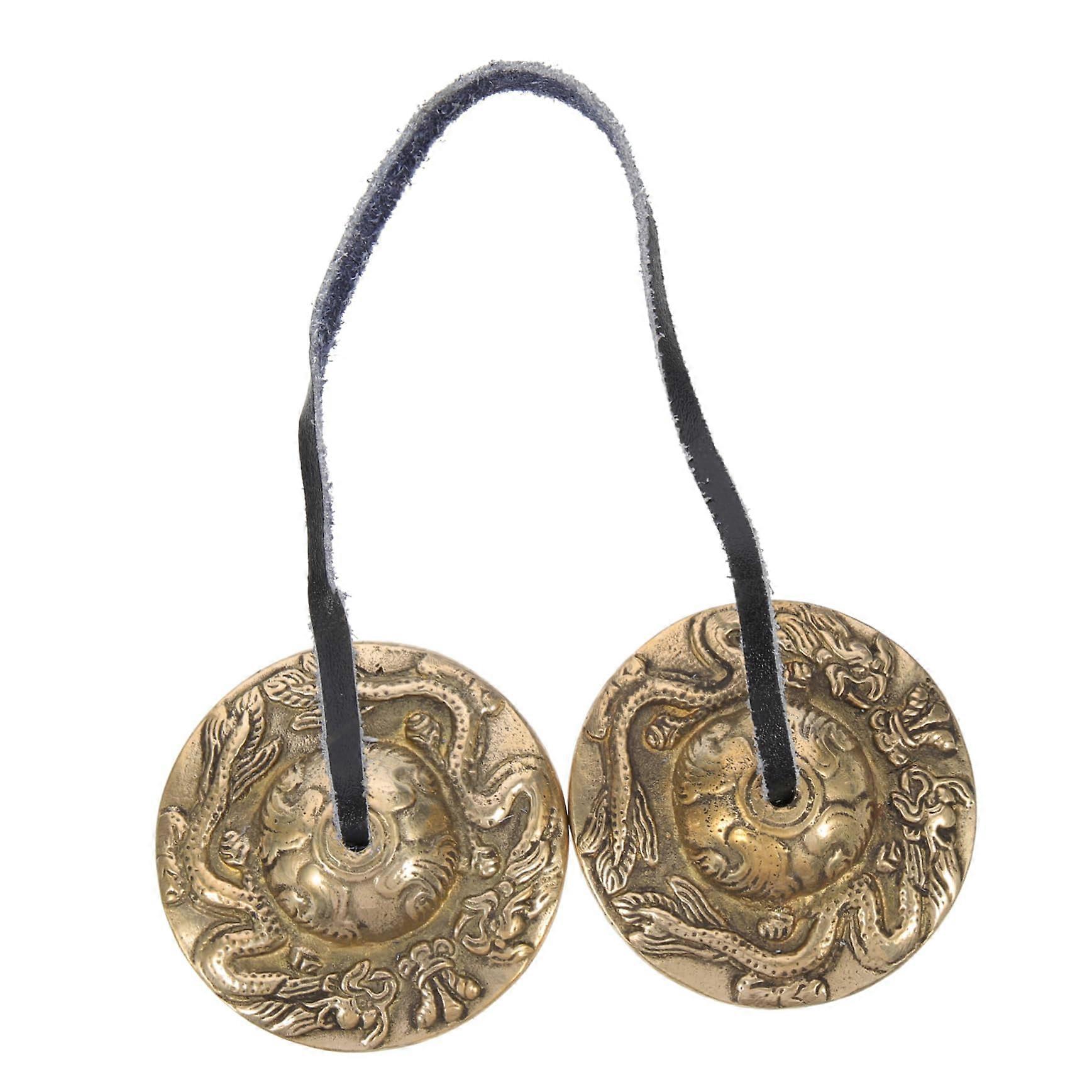 Brass Meditation Bell with Storage Bag Handmade Cymbal for Yoga Buddhism Prayer Bells Random Color Ref: 9542