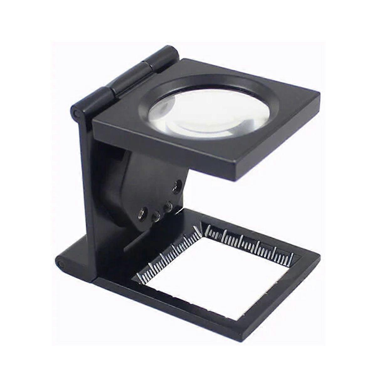 Folding folding thread counter magnifier with black painted metal frame