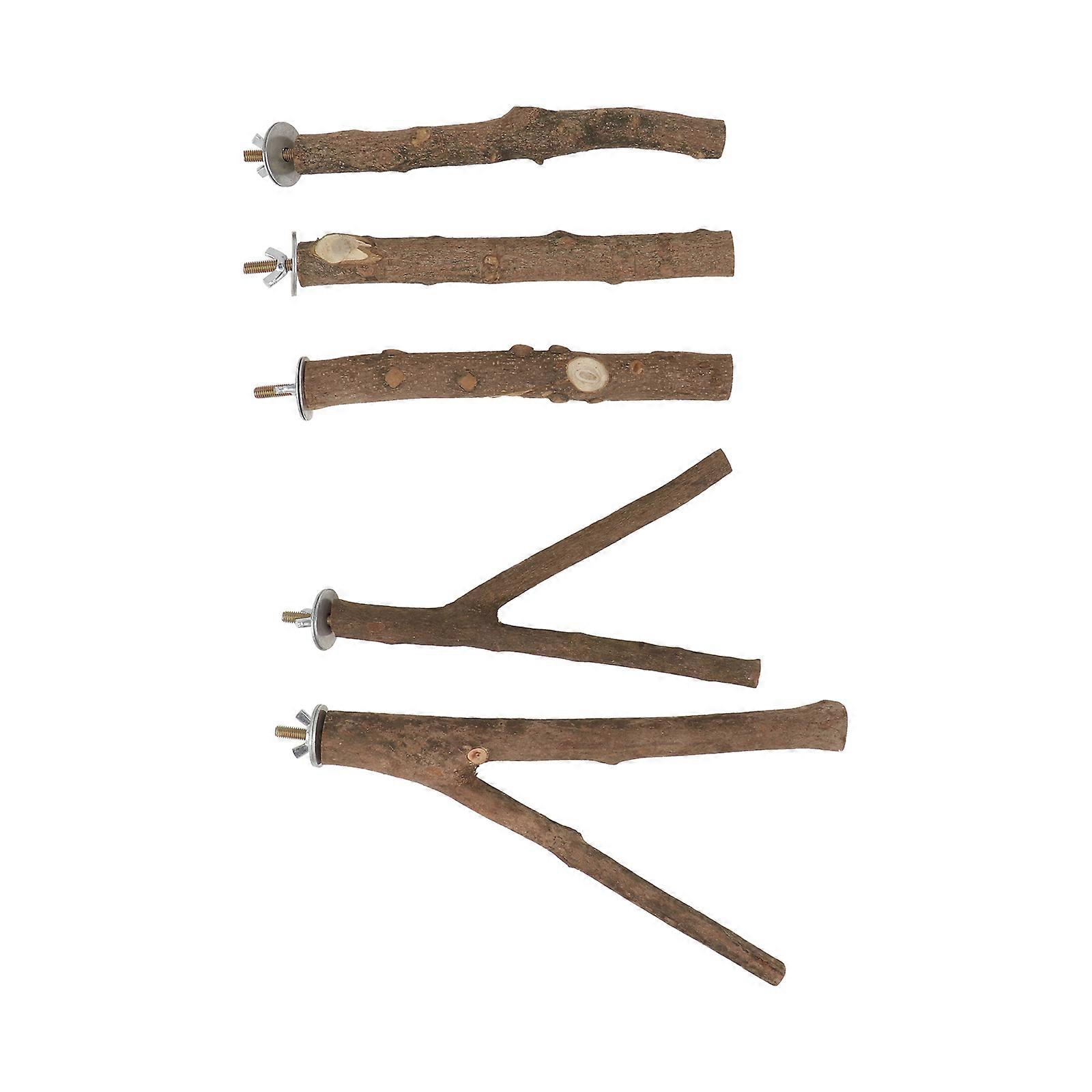 5 Sets Natural Bird Perches for Parrots, Budgies & Cockatiels – Random Color – Cage Activity Rods