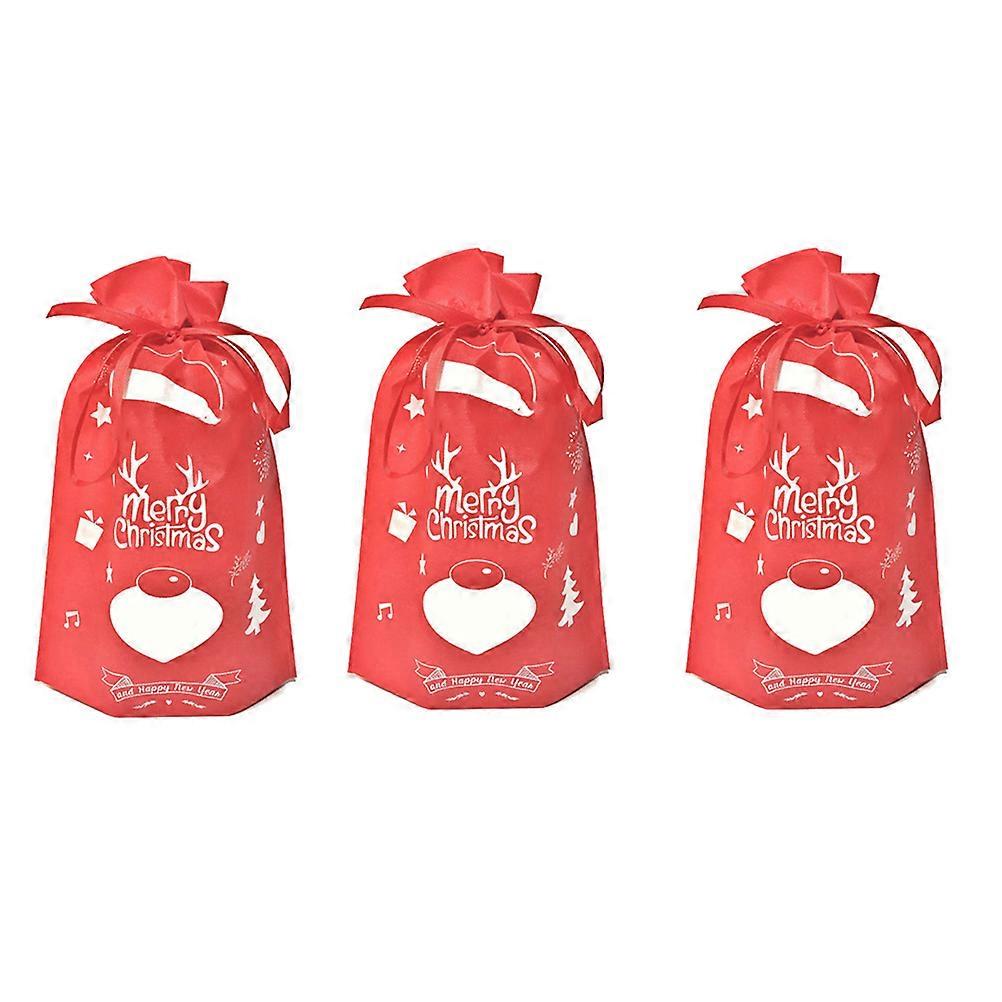 Christmas Drawstring Gift Bags 10Pcs Red Storage Solution For Guests And Families Featuring Rectangular Design Perfect For Holiday Treats