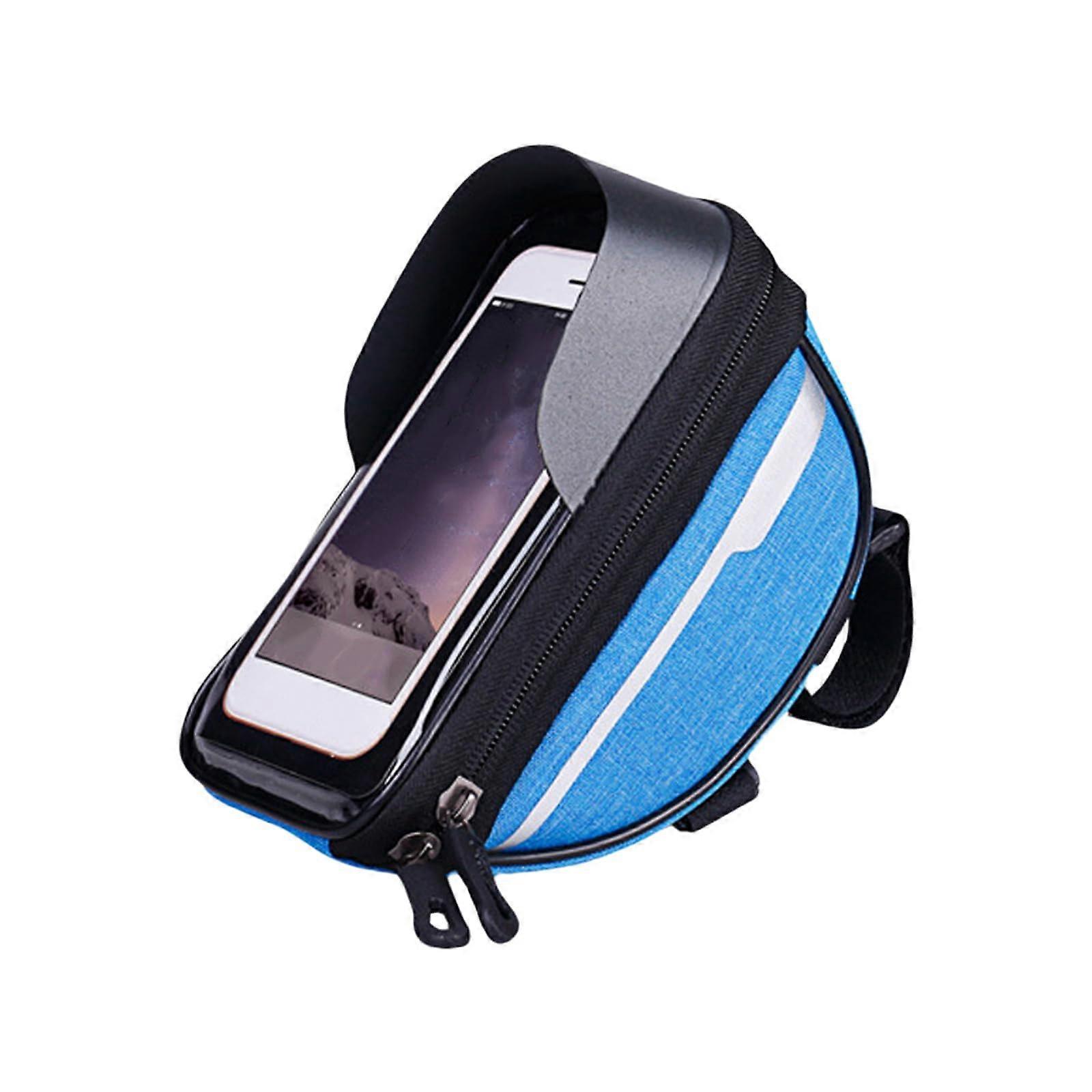 Cyclings Phone Stand Waterproof Bike Phone Holder With Touch Screen Window, Handlebars Bag Mount, Easy Install, Blue