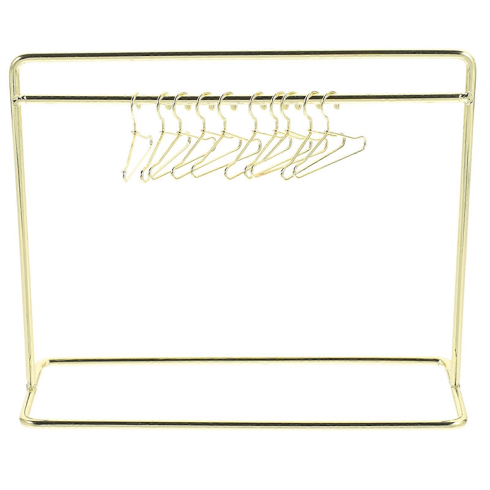 Miniature Cloth Rack Doll Clothes Rack Golden Iron Material For Display Storage 1 Set