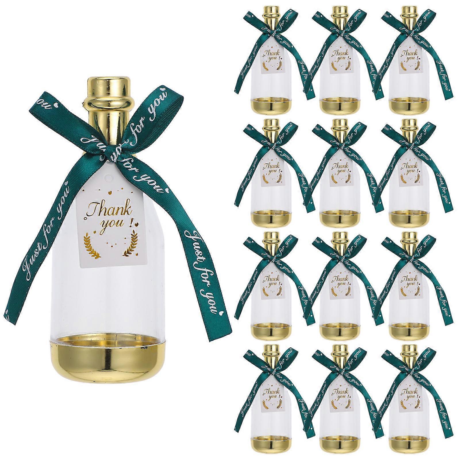 12pcs Mini Plastic Candy Bottles for Wedding Favors, Birthday Treats & Party Containers with Ribbon – Versatile Gift Boxes for Celebrations and