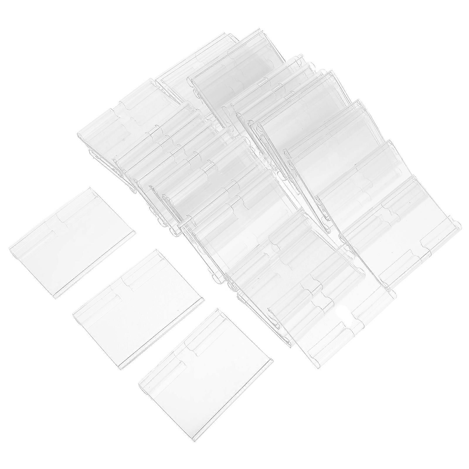 Transparent PVC Label Holders Clips for Retail Price Displays Clear Plastic Sign Clips for Supermarkets and Storage Bins Sturdy Design for Easy