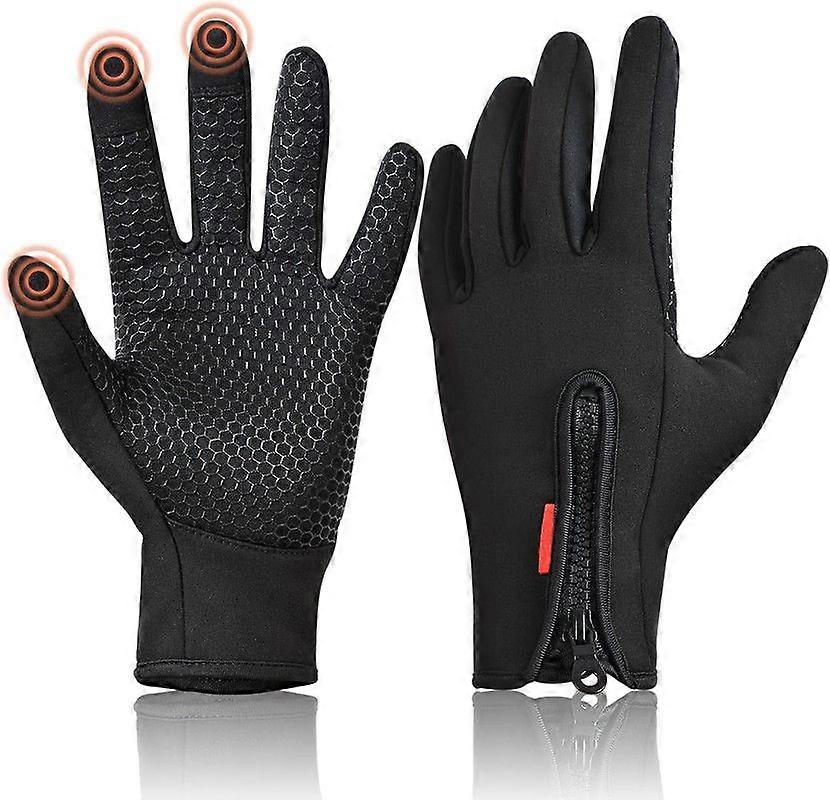 Winter Gloves, Waterproof Touch Screen, Windproof and Warm, Suitable for Running, Cycling, Skiing, Hiking (Black, M)