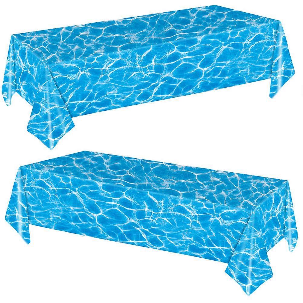 Disposable Waves Tablecloth Rectangular Sky-Blue 274X137CM Protective Party Dinner Tablecloths 2Pcs
