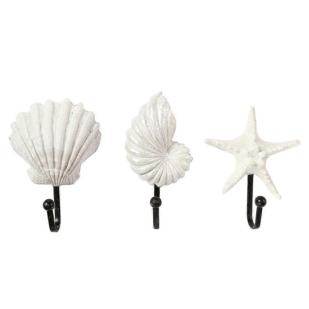 Sea Star Seashell Conch Hooks Wall Hooks for Hanging Towels 3Pcs Set