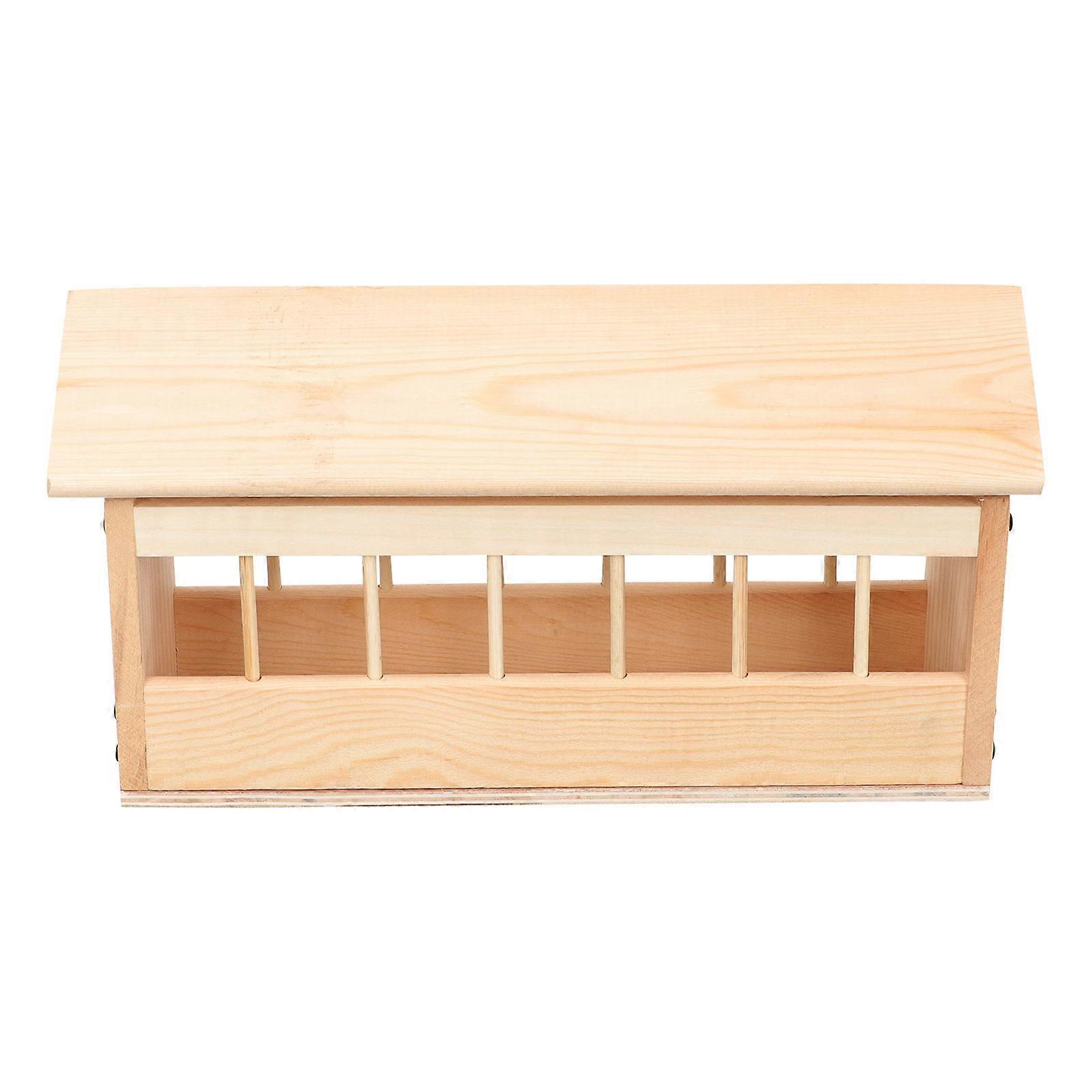 Feeding Trough Wooden Pigeon Feeder Multi-Hole Pigeon Dish Dispenser Wear-Resistant Light Yellow 39.30X20.00X15.00Cm 1Pcs