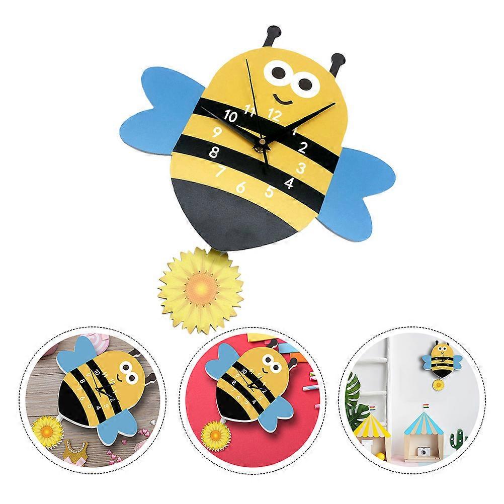 Time Keeping Nordic Style Bee Shape Wall Clock Assorted Color Easy To Read Silent Operation For Living Room 1Pcs
