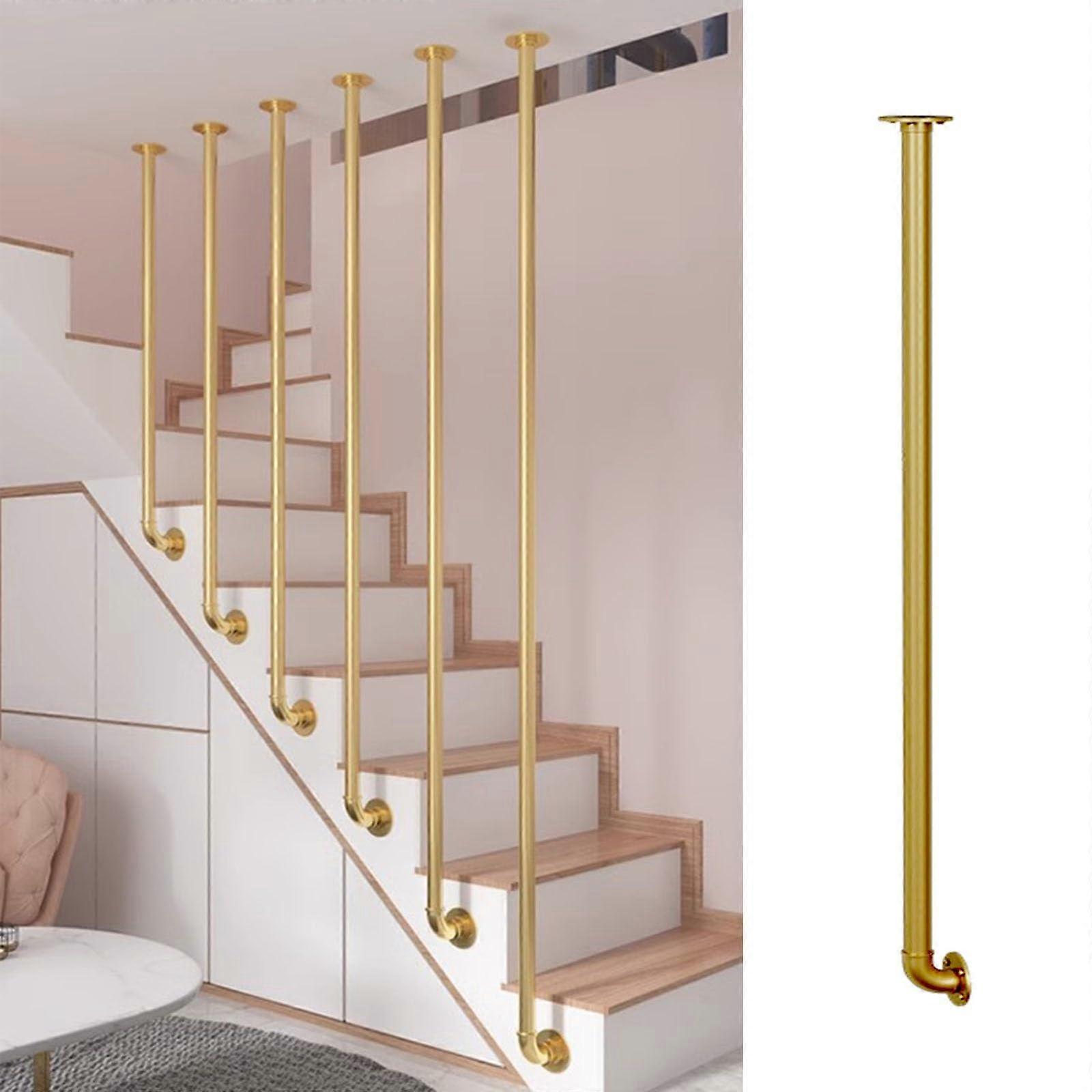 Trappräcken med justerbar längd, metallspindlar för vind/hall/utomhustrappa (Guld, 155cm)