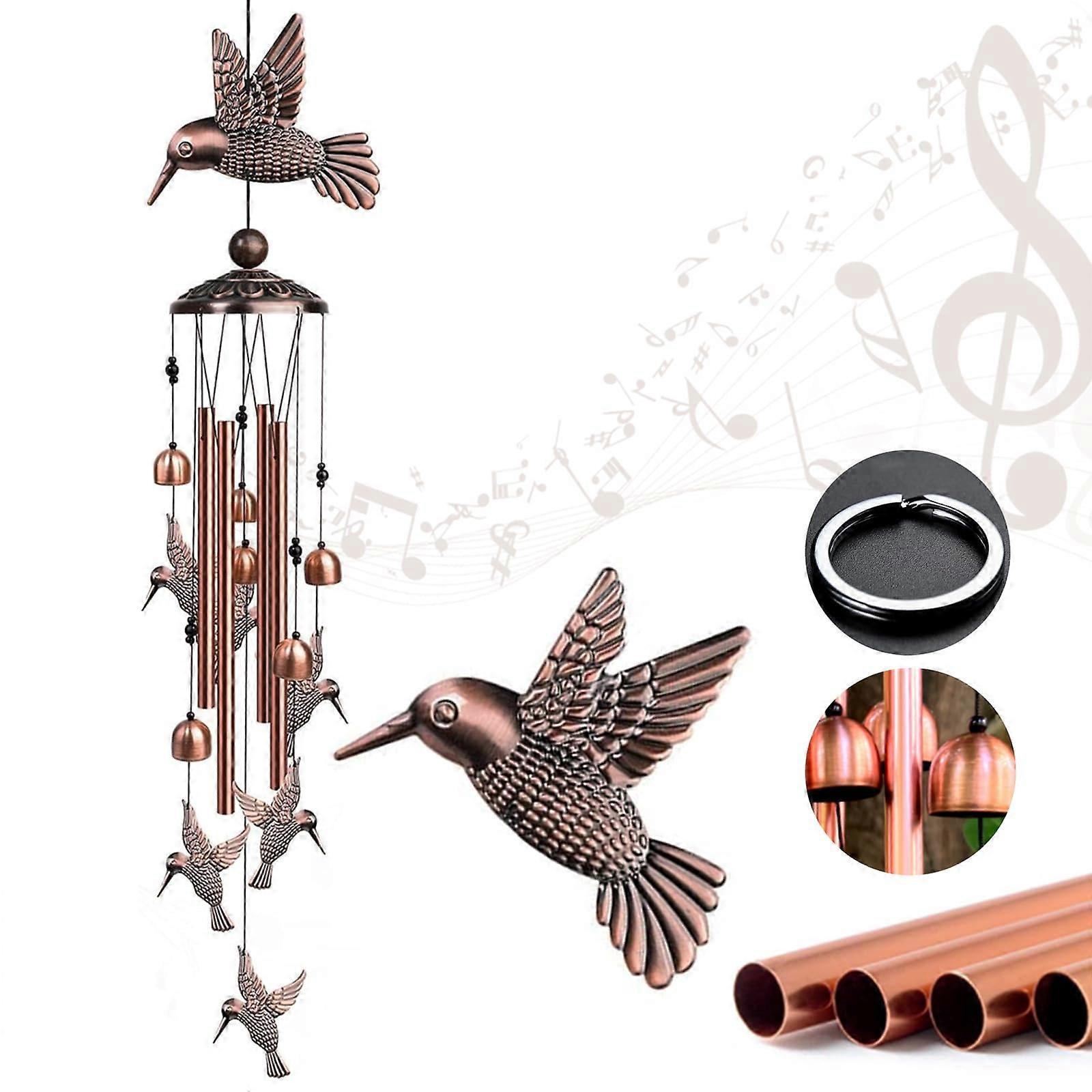 Hummingbird Wind Chimes Metal for Outdoor Indoor Use Garden Décor for Lawn Porch Perfect Gifts for Men and Women