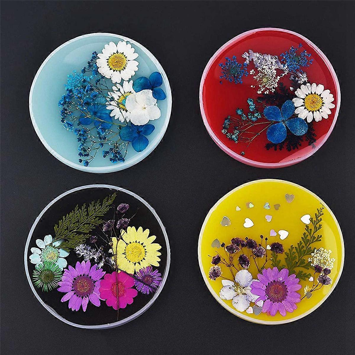 4PCS Round Resin Coaster Mold for Resin Casting,Epoxy Molds