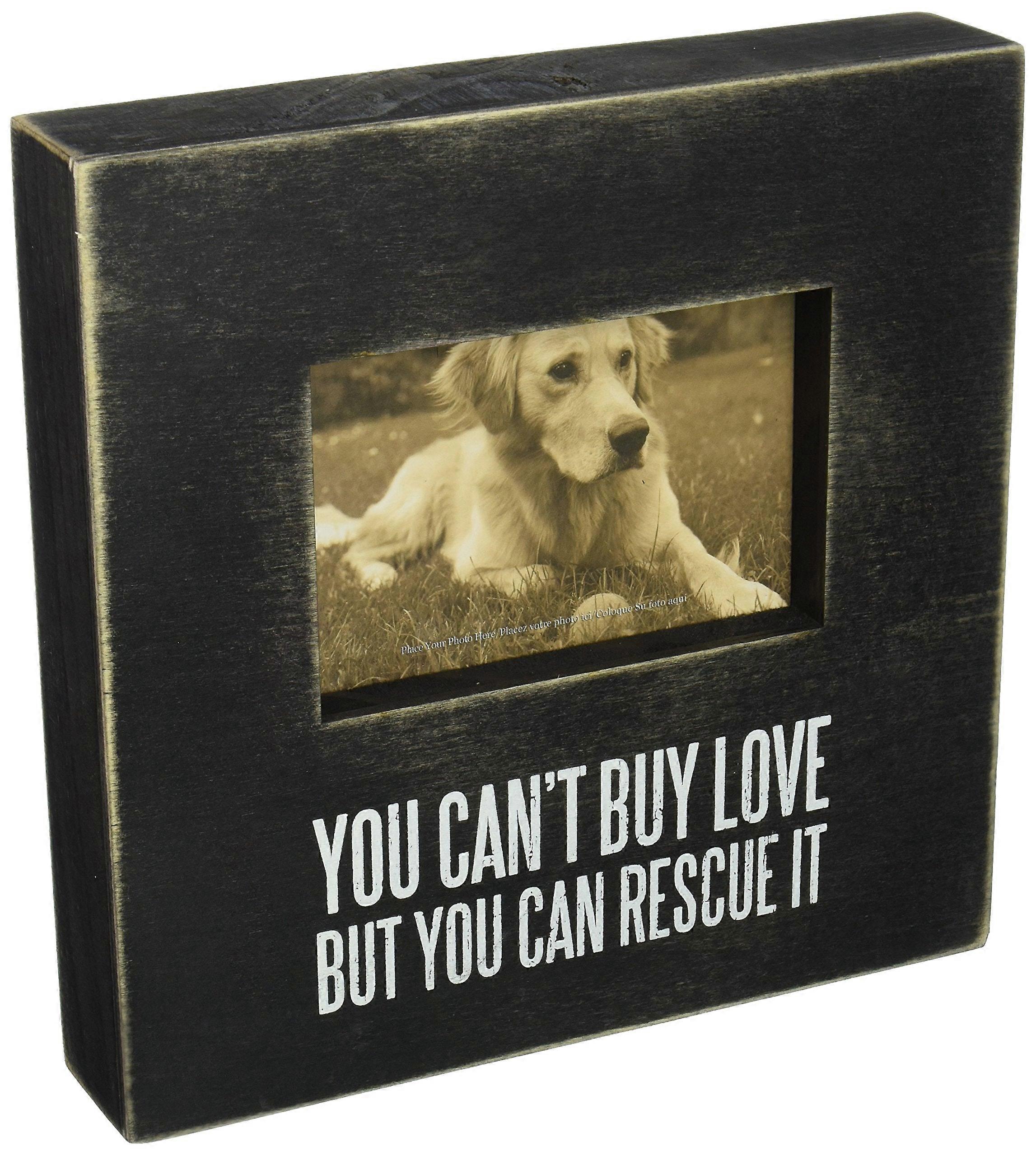 Primitives By Kathy Distressed Black And White Box Frame, 10 X 10-inches, Rescue It
