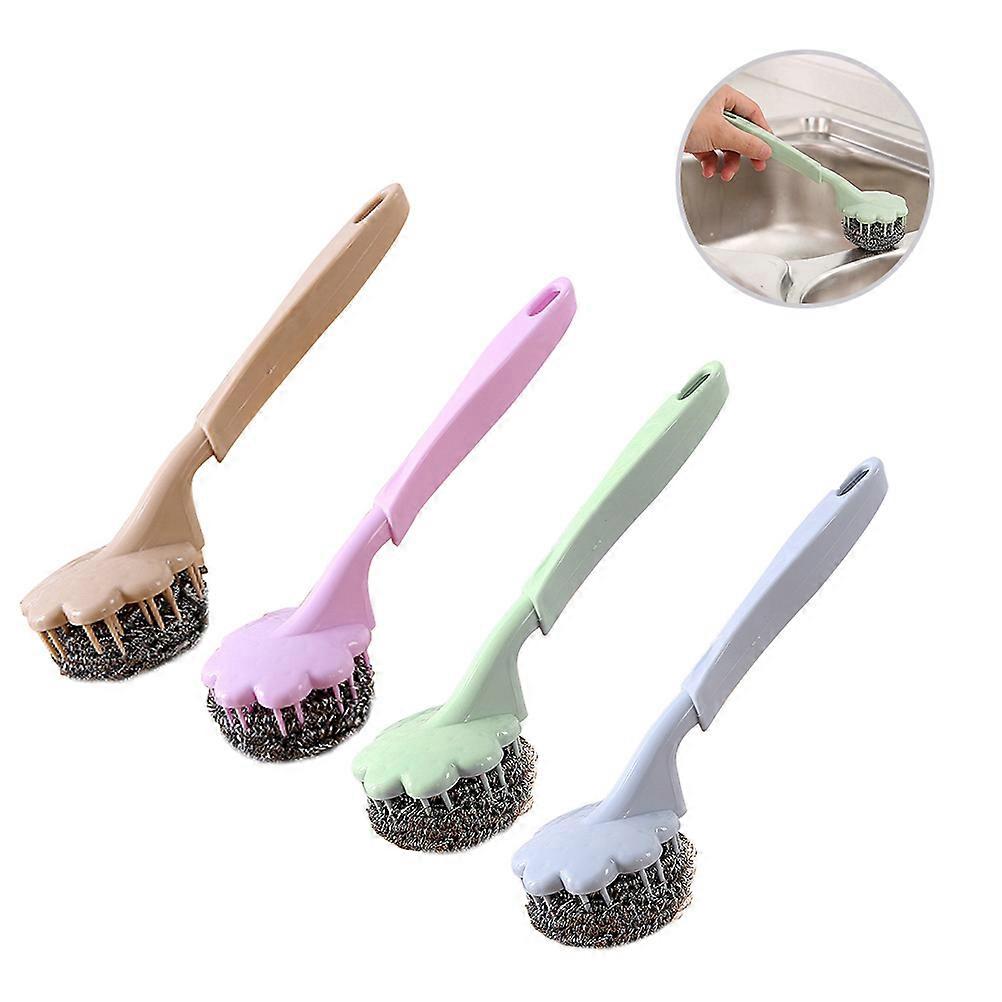 Assorted Color Steel Wire Ball Brush for Kitchen Cleaning 3Pcs Set