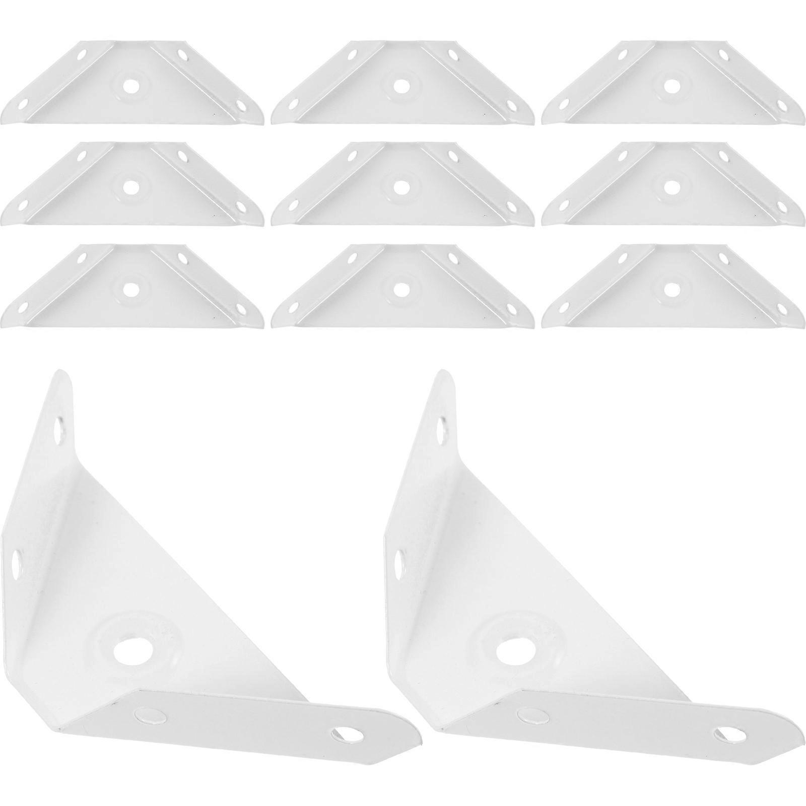 White Steel Triangle Bracket 12Pcs Cabinet Corner Support Furniture Fixing