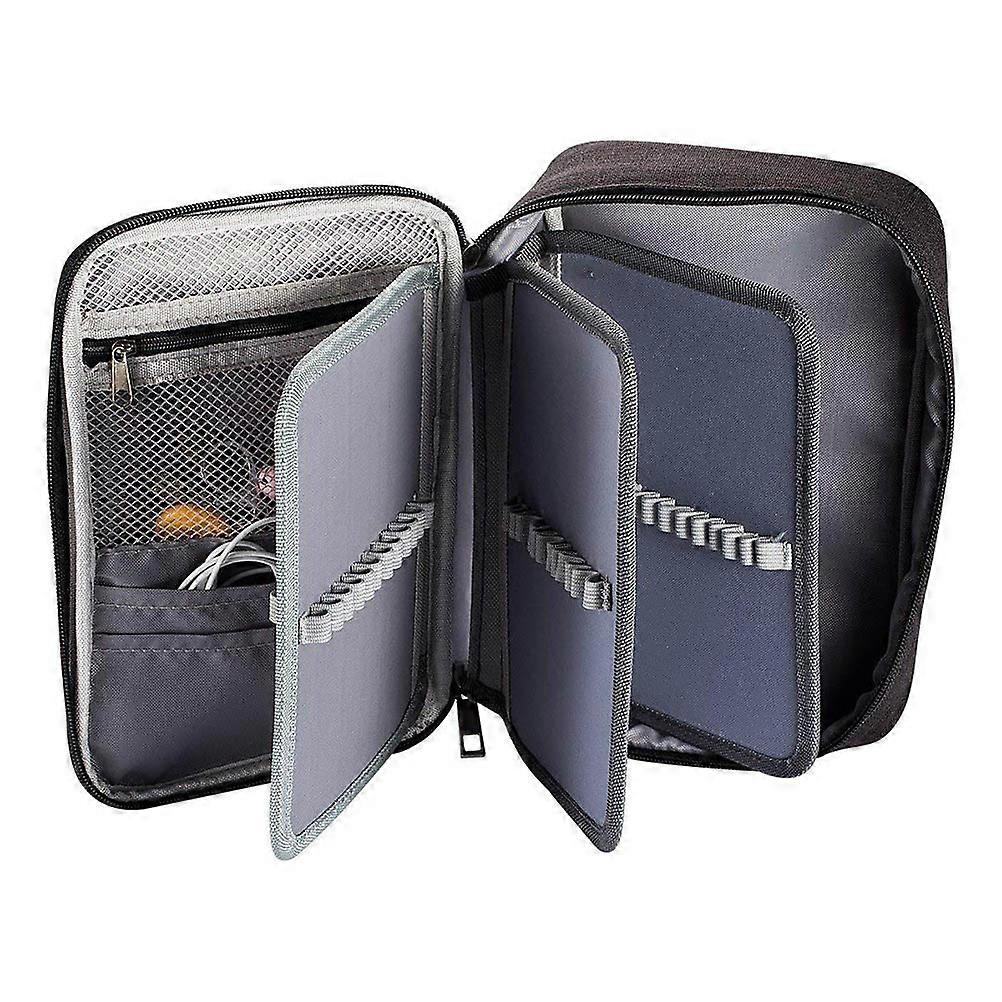 Multi Functional Stationery Box Pencil Case Large Capacity Zipper Pen Pouch Rectangular Black Canvas 1Set