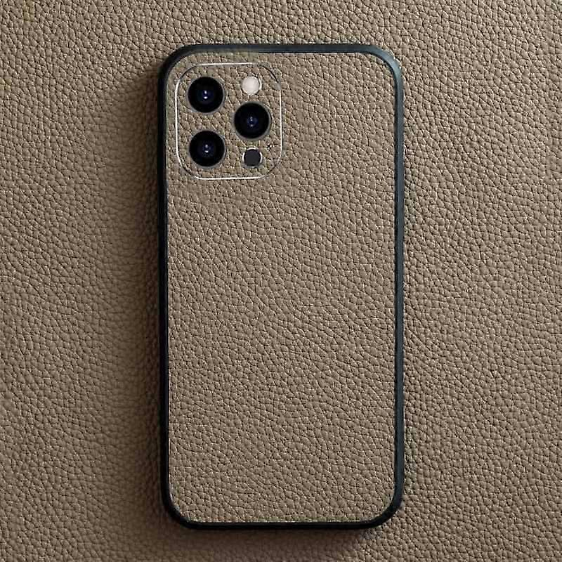 Case For Iphone 13 Elephant Gray Leather Frame Lens High-grade Lychee Pattern No3593