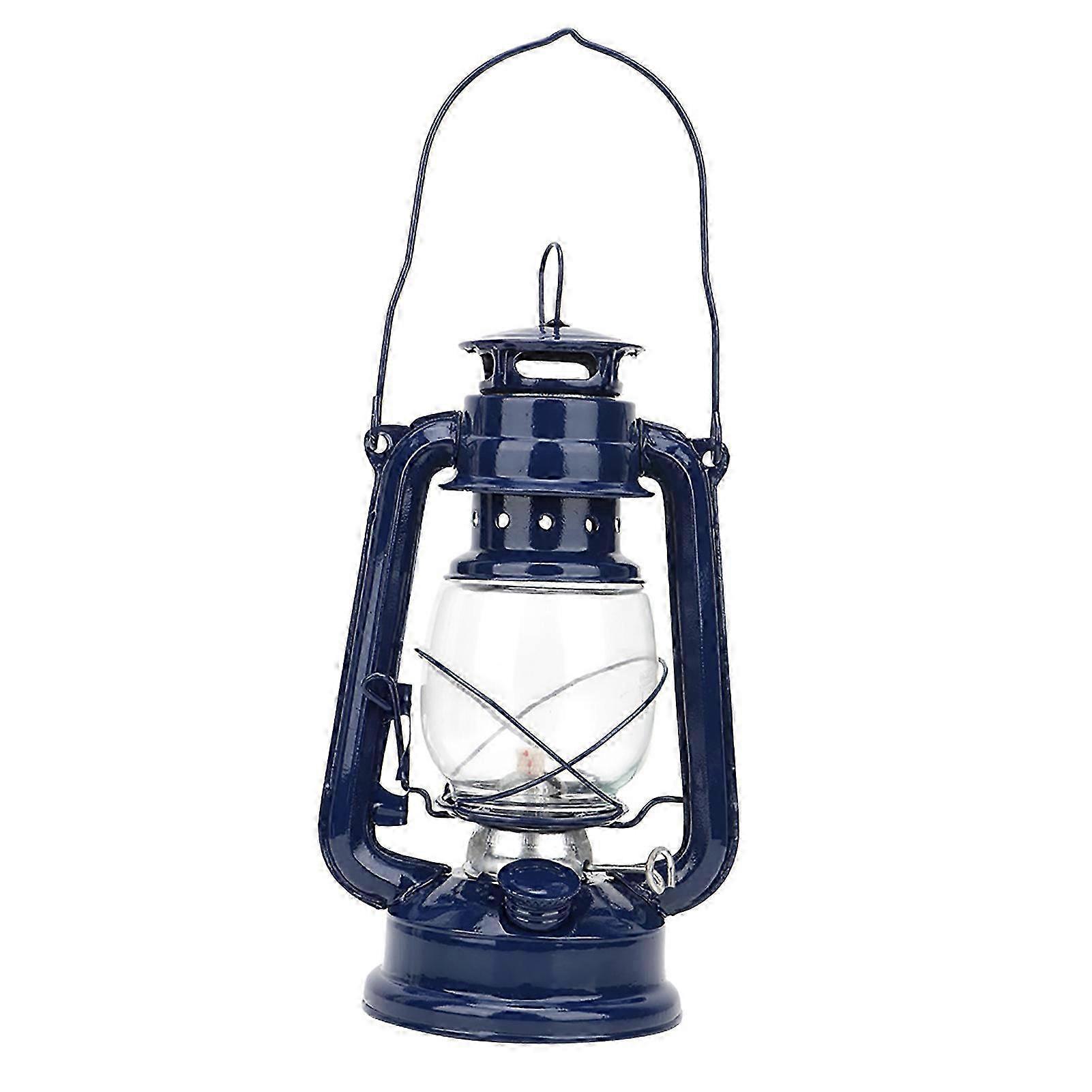Vintage Kerosene Lamp Iron Lantern Oil Lamp for Party Pub Decoration Gift (Blue)
