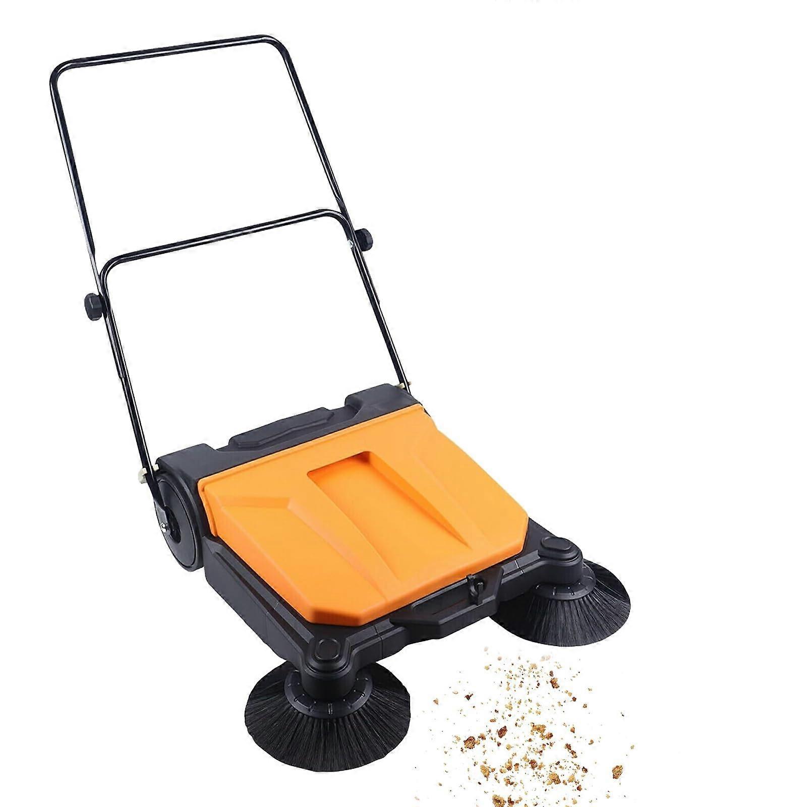 Bodenkehrer Handschieber – Foldable commercial cleaning machine with 67.8 cm sweeping width and 15 L dustbin for sidewalks and courtyards.