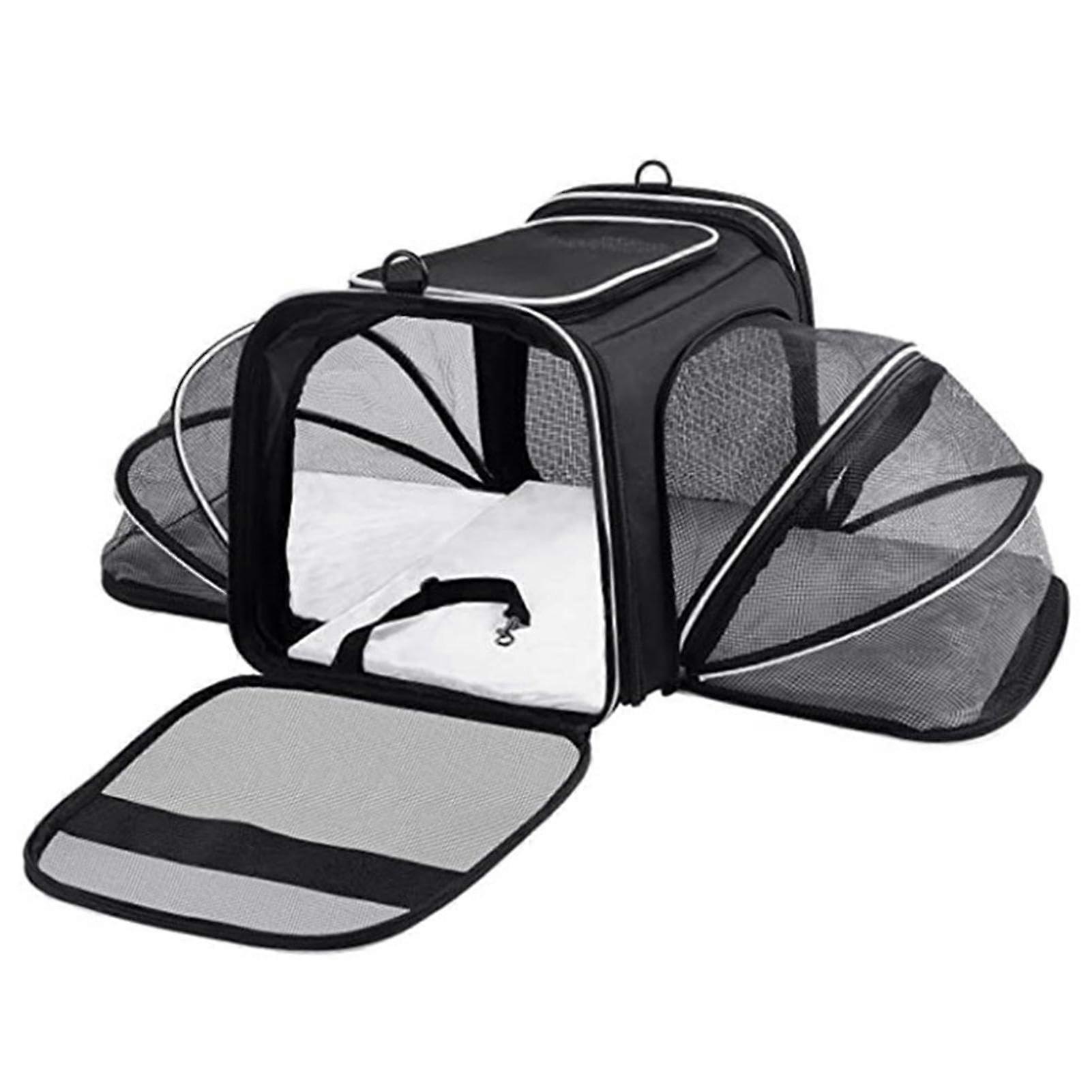 Expandable Cat Bag, Double Expandable Bag, Expandable Pet Carrier Bag, black