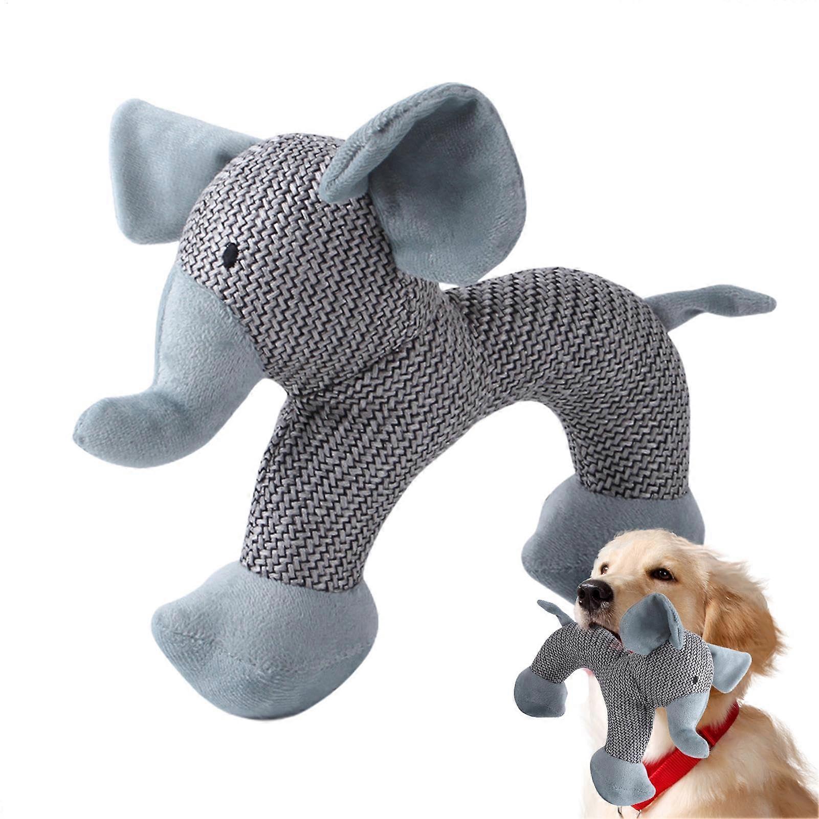 Plush Dog Chew Toy for Small Medium Large Dogs, Soft Elephant Design, 11.81x1.97x7.87 Inch, Squeaky, Tooth Cleaning, Reinforced Stitching