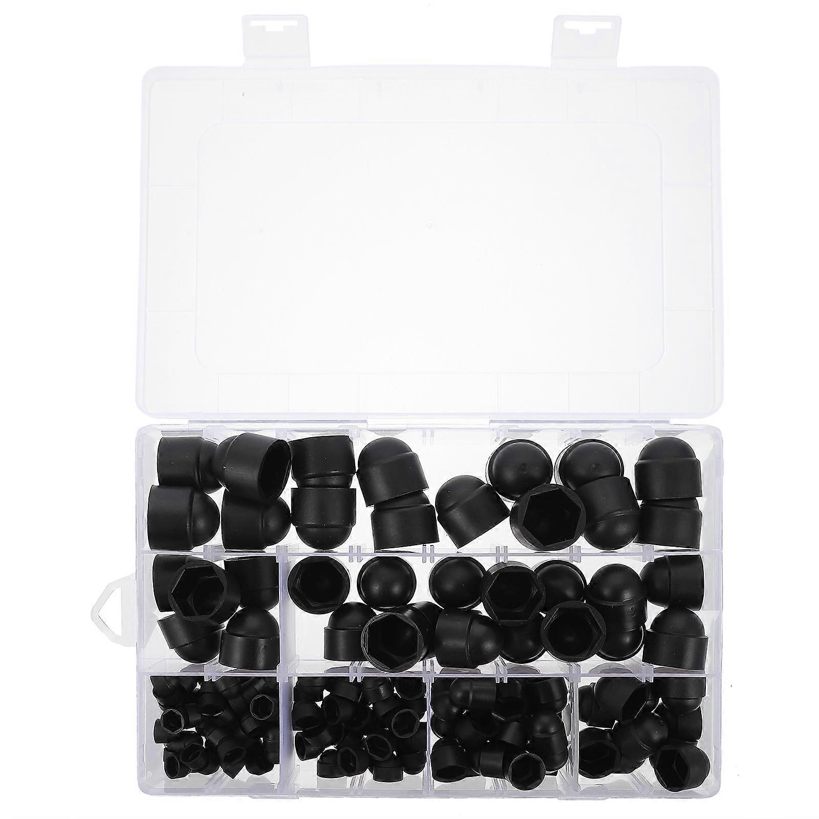 Black Rubber Bolt Protection Caps Set of 145pcs for Hexagon Bolts Easy Installation Lightweight Compact Design