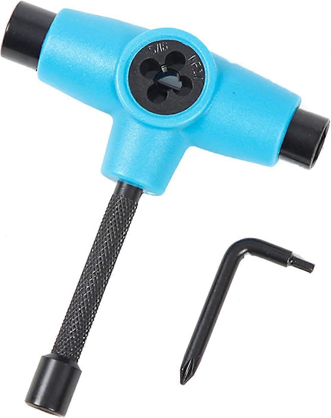 AURA Multifunctional Skateboard T   Shape Tool ,for Longer Boards, Deck and Bearing Maintenance,Blue