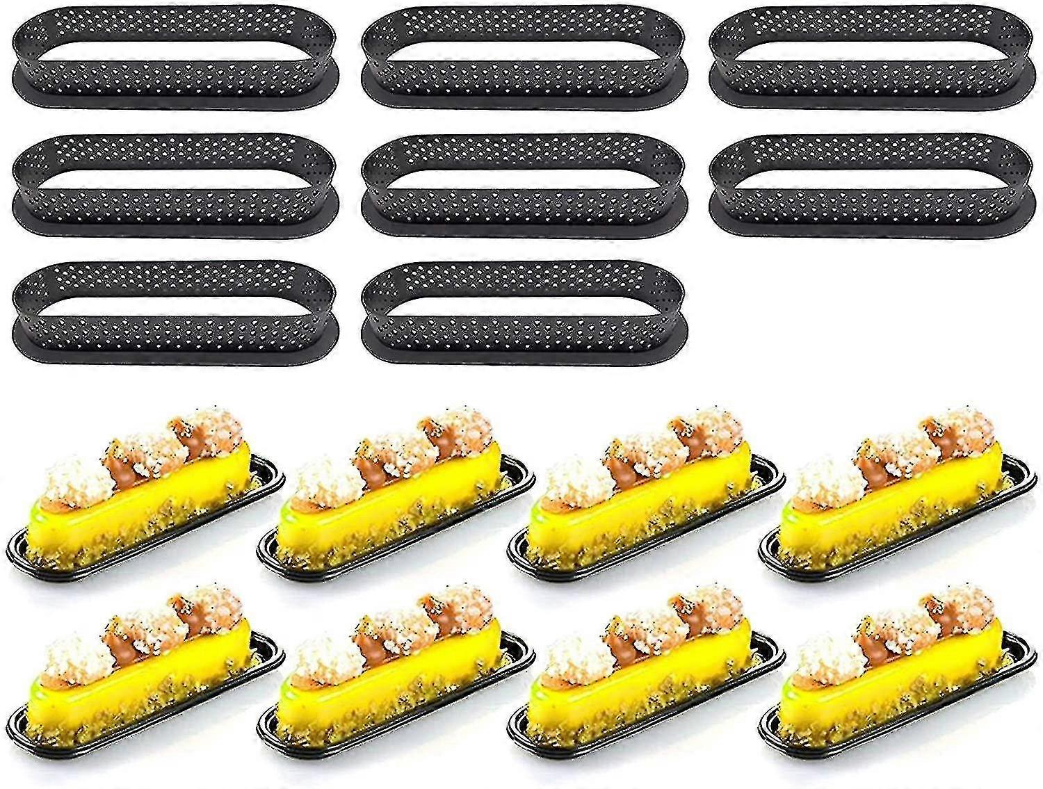 8 Pieces Oval Heat-resistant Perforated Cake Mousse Ring Baking Tools