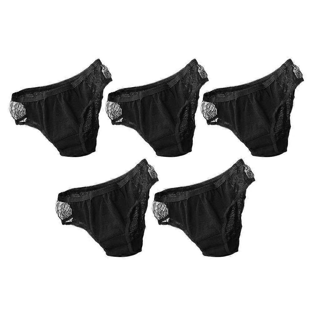 Cotton Underpants Women Comfortable Triangle Pants Breathable Daily Use Black 5Pcs