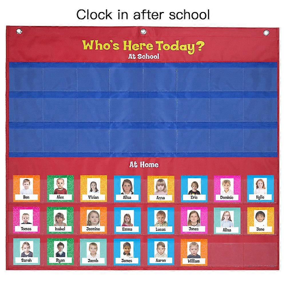 טבלת כיס נוכחות בבית הספר עם 72 כרטיסים צבעוניים אביזרי מורים לניהול כיתה חינוך מוקדם