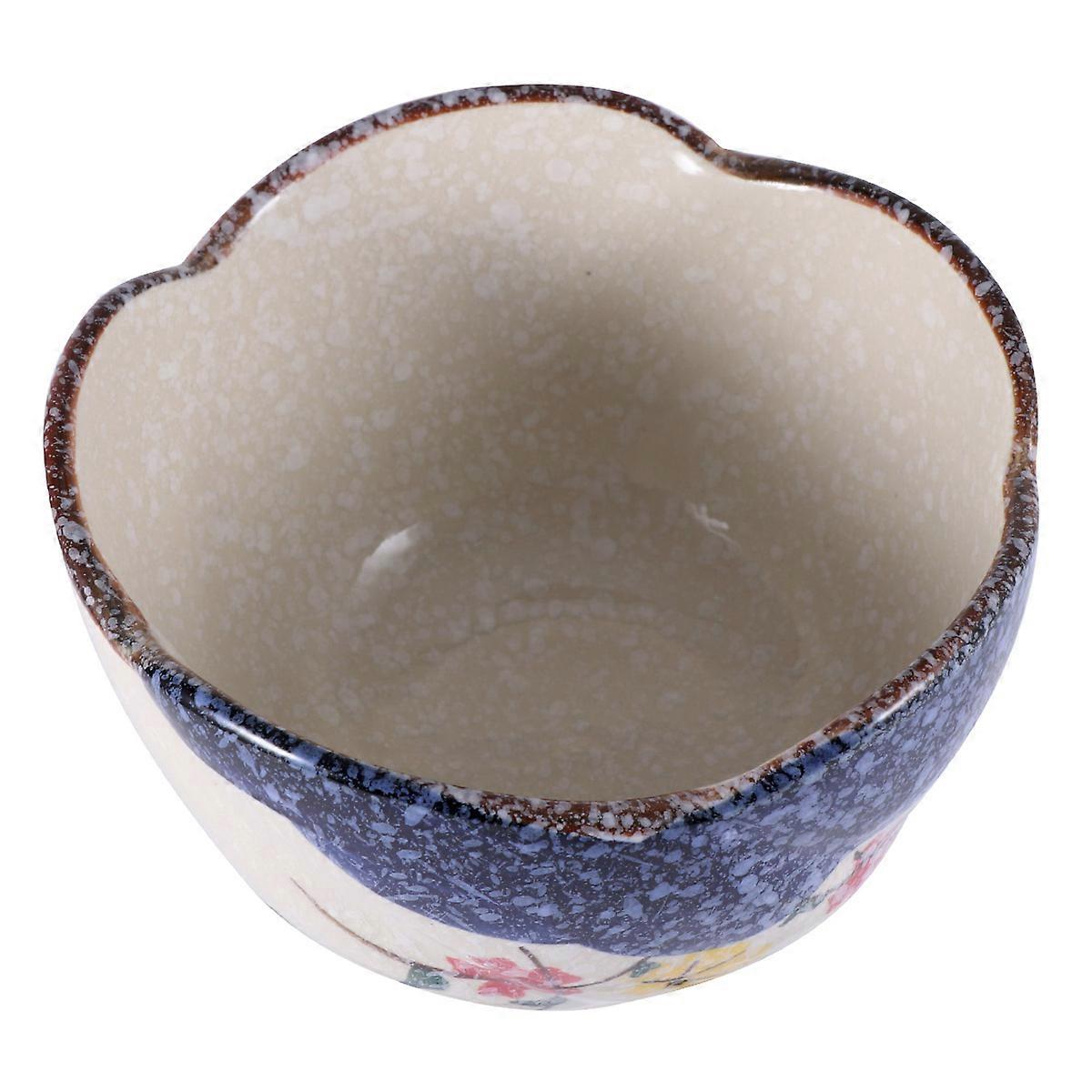 Ceramic Tableware Japanese Style Ceramic Bowl Lotus Shape Salad Bowl Multi Color 11*6.5cm Food Container 1Set